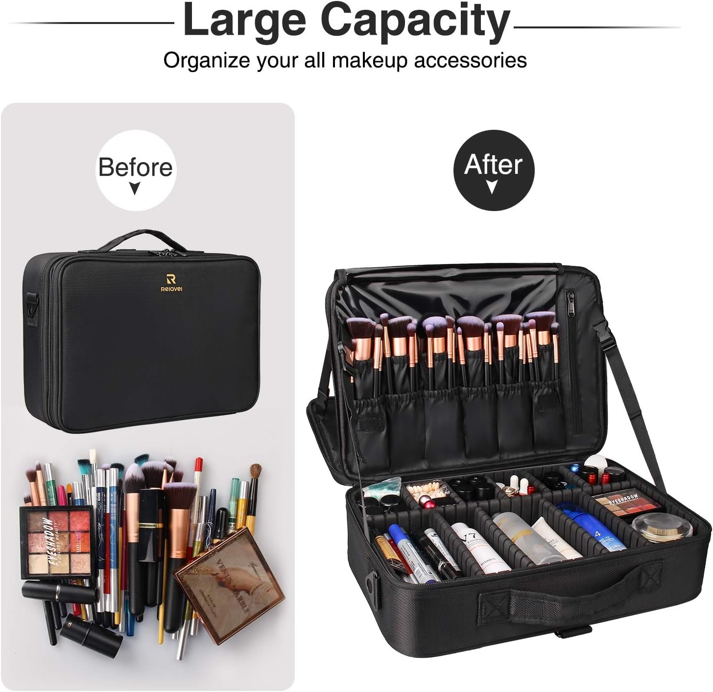 Private Label Large Makeup Case Professional Train Case 16.5 Inches Travel Cosmetic Organizer Custom Logo Waterproof Brush Holder 3 Layer Storage Box Large Capacity with Adjustable Strap Manufacturer Private Label Large Makeup Case Professional Train Case 16.5 Inches Travel Cosmetic Organizer Custom Logo Waterproof Brush Holder 3 Layer Storage Box Large Capacity with Adjustable Strap Manufacturer