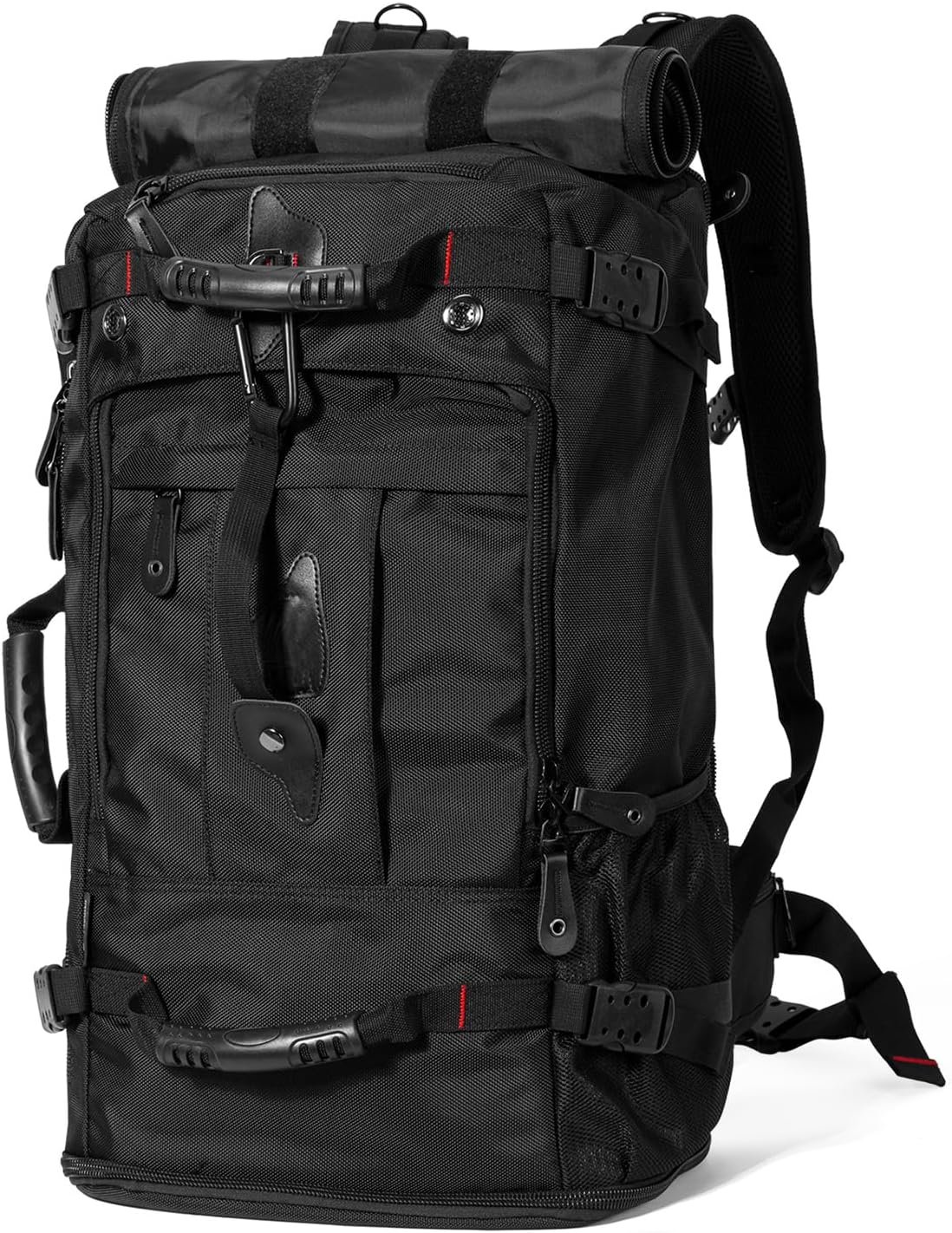 Custom Logo Durable 60L Large Carry On Backpack Private Label Convertible Duffle Bag for Travel Hiking Sports Laptop Airplane Manufacturer Black