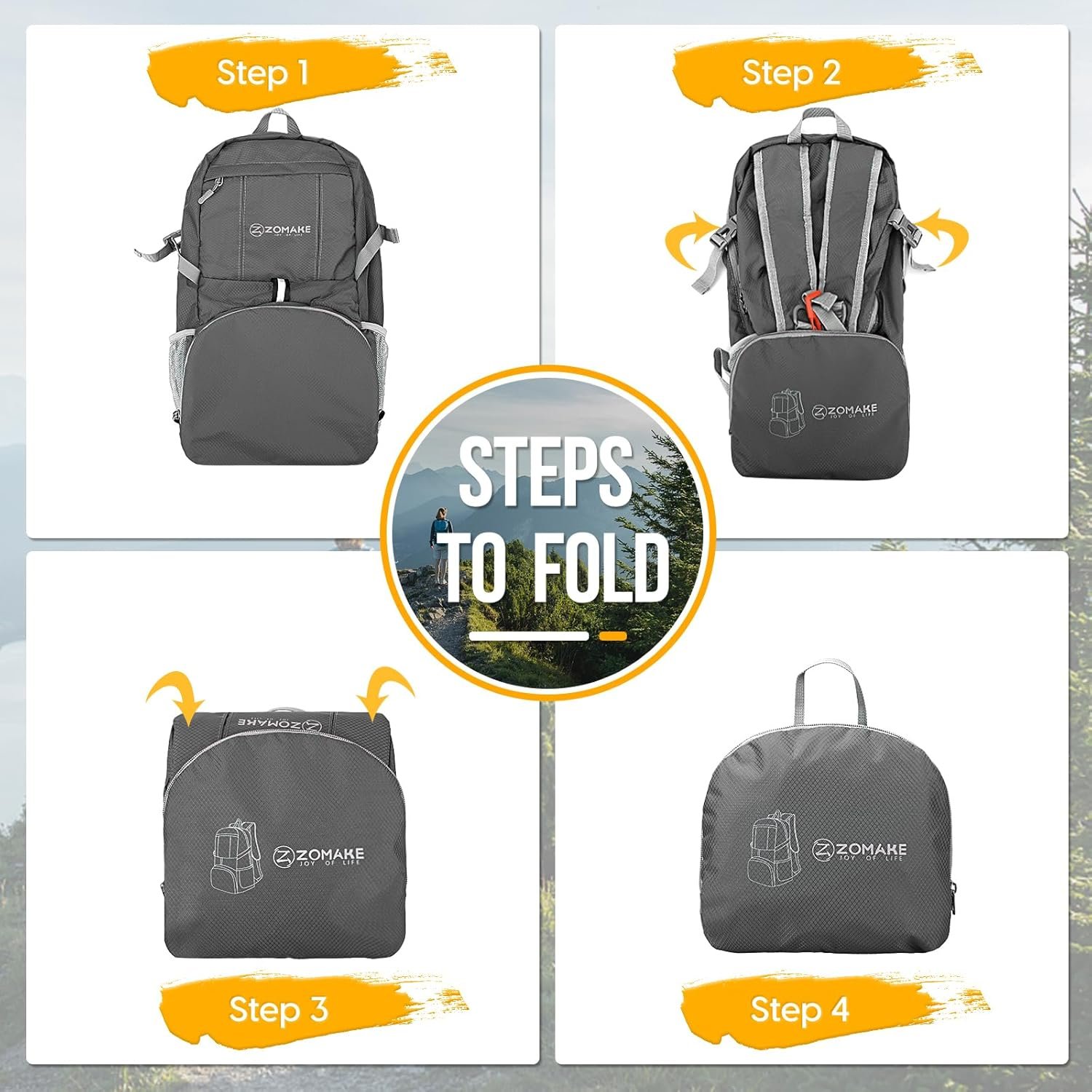 Private Label Lightweight Packable Backpack 35L Water Resistant Foldable Collapsible Hiking Bag with Custom Logo Compact Day Pack Manufacturer for Travel Camping (Dimgray)