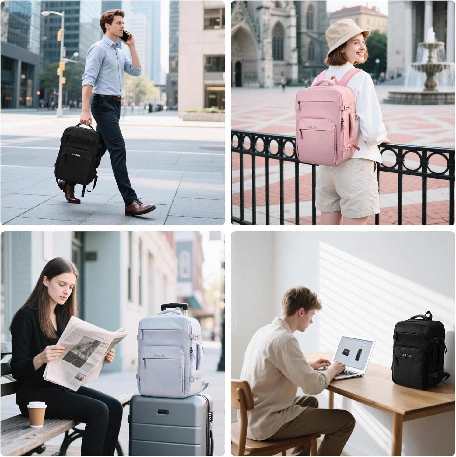 Factory Direct Travel Backpack for Women & Men - Private Label 15.6 Inch Laptop Carry On TSA Flight Approved - Custom Logo Gift for Travelers Students Professionals College School Business Weekender Daypack - Pink