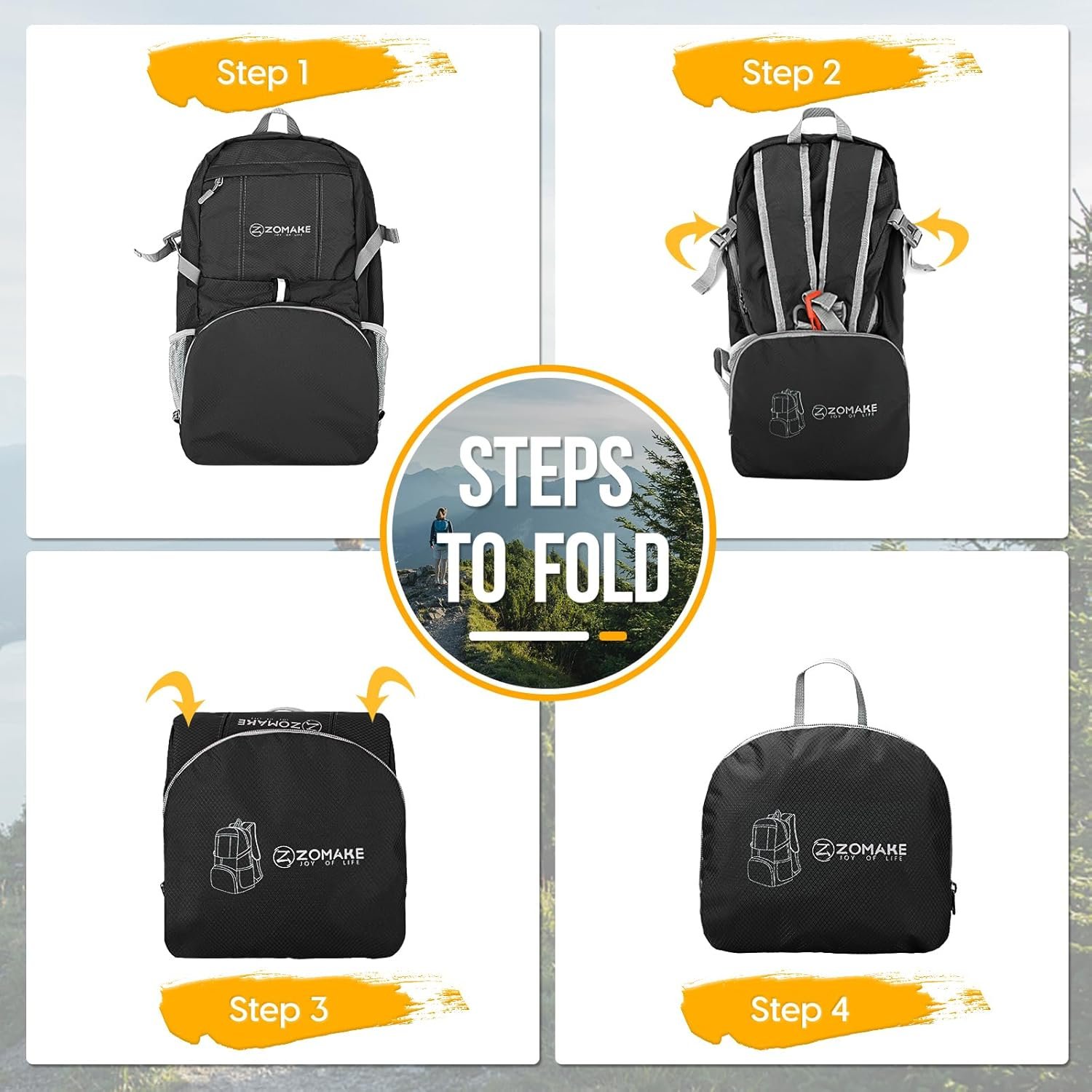 Private Label 35L Lightweight Packable Backpack Water Resistant Foldable Collapsible Hiking Day Pack from Manufacturer with Custom Logo for Travel Camping (Black)