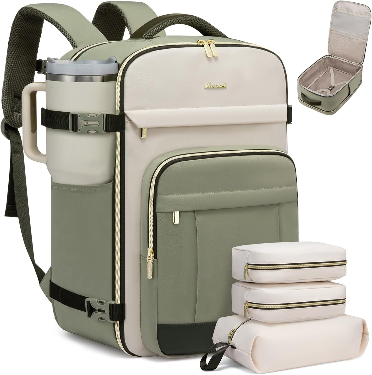 Factory 40L Travel Backpack for Women and Men 17.3 Inch Carry On and Personal Item for Airlines Private Label Spacious and Durable with Custom Logo and 3 Packing Cubes