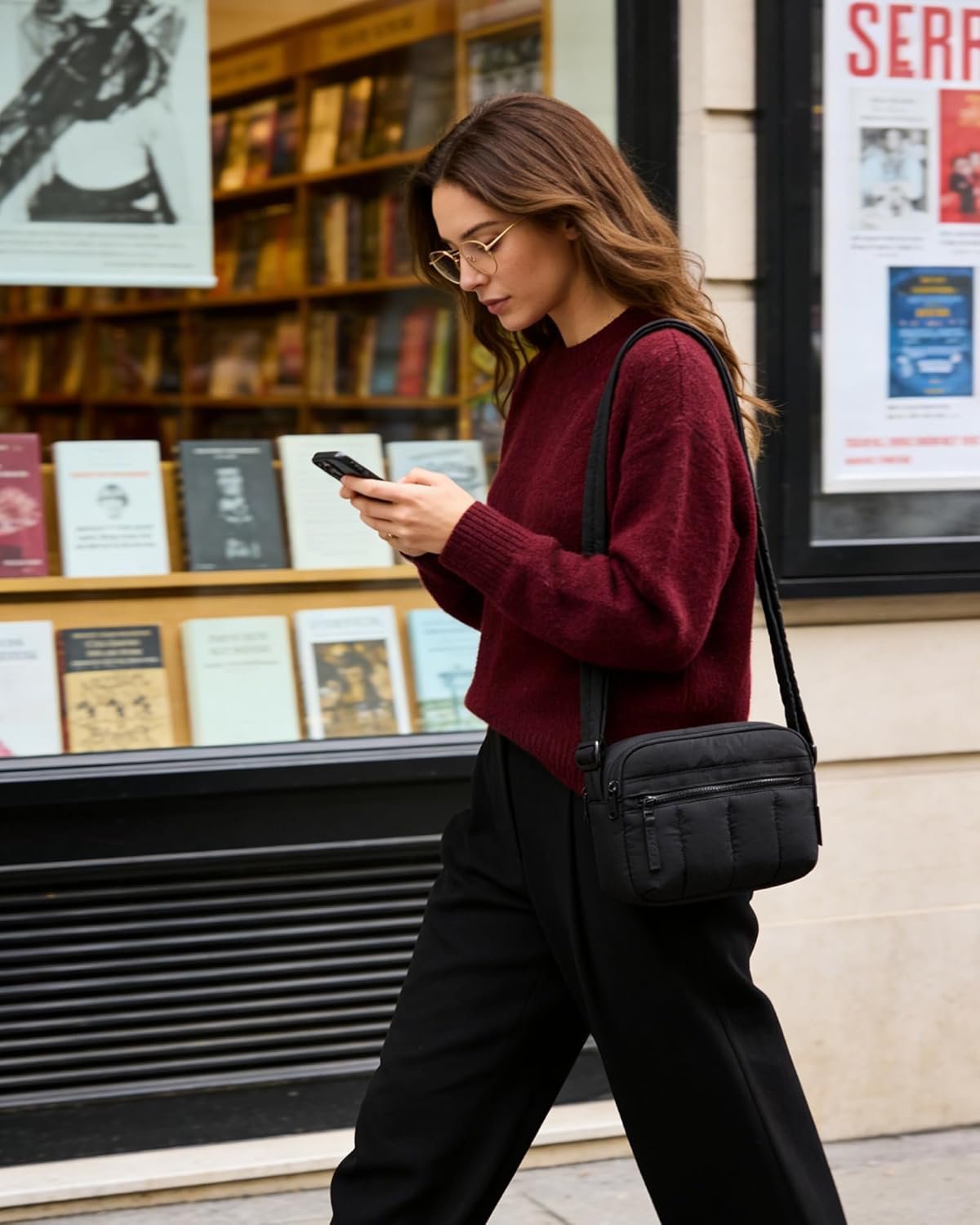 Manufacturer Mini Crossbody Purse for Women Travel Puffy Shoulder Handbag Wallet with Custom Logo RFID Blocking Slots Private Label Black Small