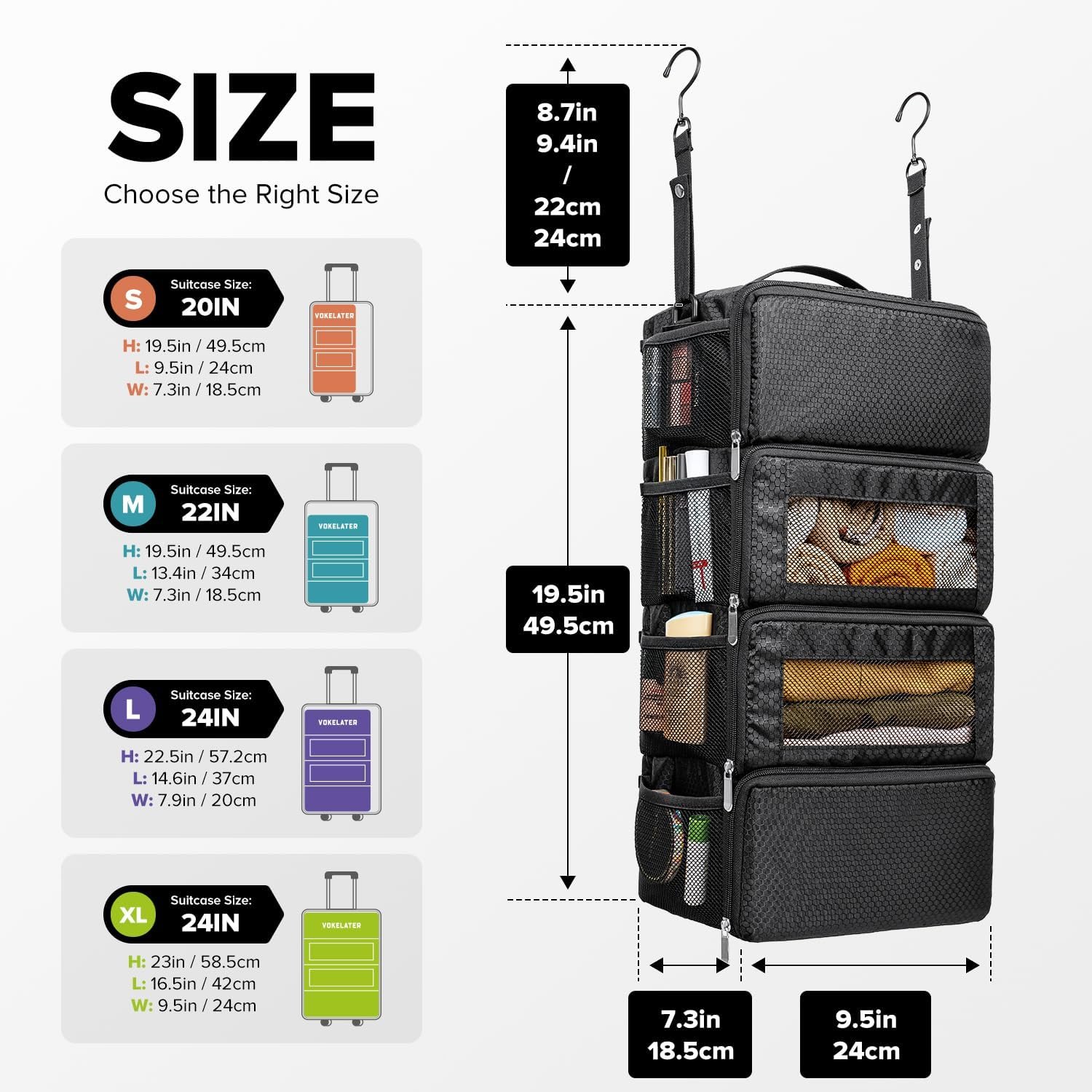 Custom Logo Suitcase Organizer Hanging Shelves Packing Cubes Private Label Collapsible Travel Luggage Portable Carry-on Manufacturer
