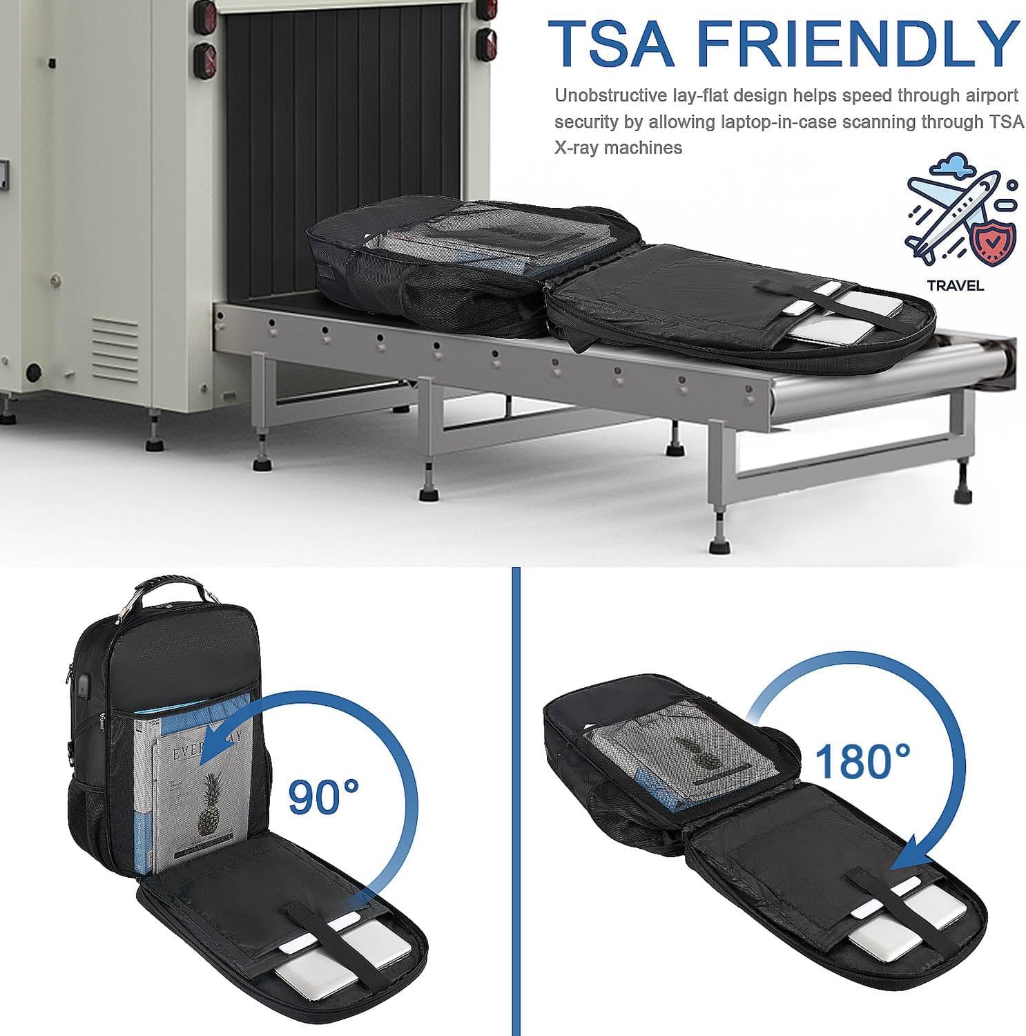 Manufacturer Extra Large 52L Travel Backpack with Custom Logo Anti-Theft TSA 17.3