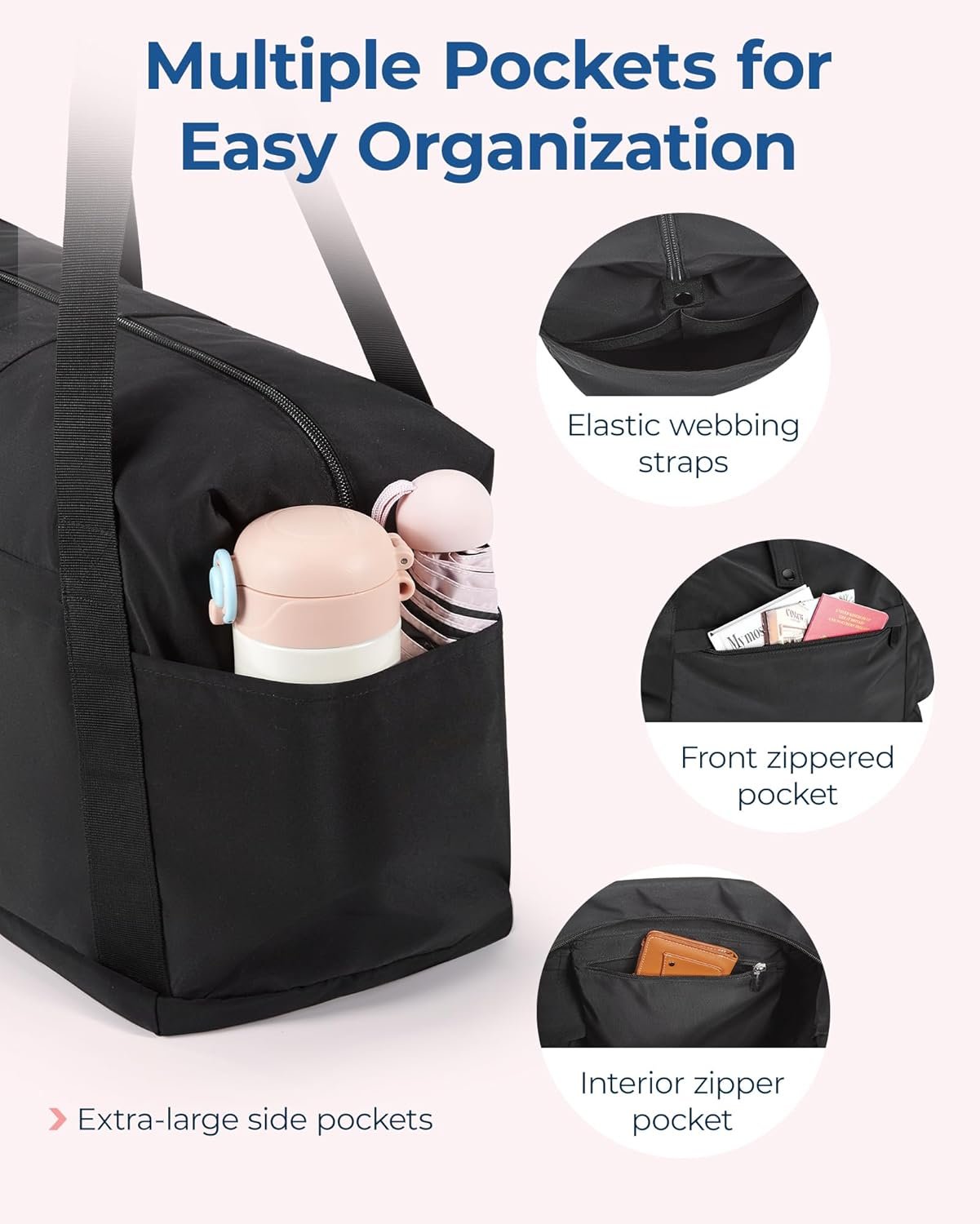 Private Label 23L Personal Item Travel Bag for Spirit Airlines Lightweight Foldable Duffle Gym Weekender Overnight Bag for Women Custom Logo Factory