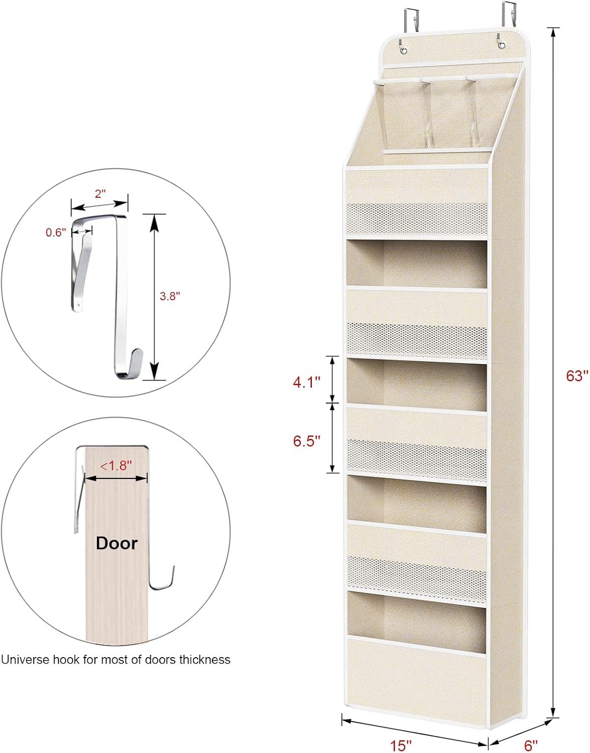 Private Label 6-Shelf Over Door Hanging Organizer Fabric with 5 Extra Large Capacity Pockets for Baby Door Storage Custom Logo Easy Install Factory (Beige) Private Label 6-Shelf Over Door Hanging Organizer Fabric with 5 Extra Large Capacity Pockets for Baby Door Storage Custom Logo Easy Install Factory (Beige)