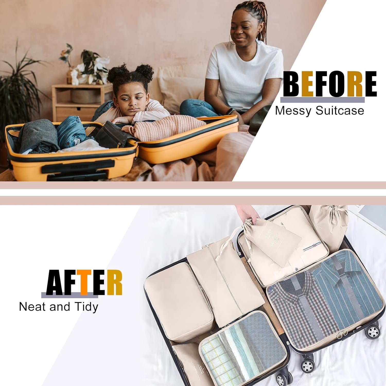 Manufacturer Packing Cubes for Travel - 8 Set Custom Logo Mesh Breathable Luggage Organizer Bags for Family Suitcases - Private Label Durable Travel Essentials