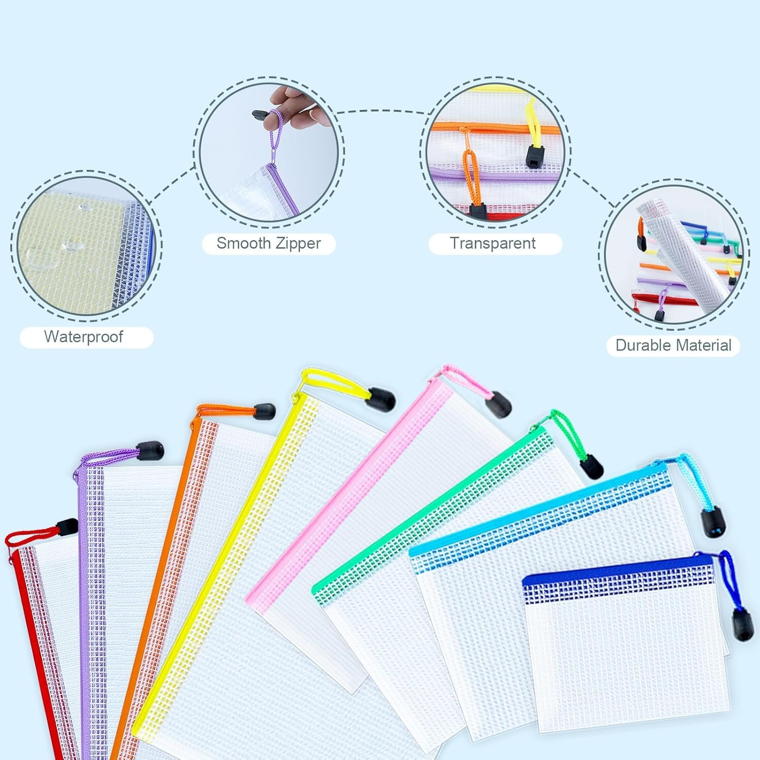Factory 32pcs Mesh Zipper Pouch Bags 8 Sizes 8 Colors Custom Logo for Organizing Board Game Storage Travel School Office Private Label Factory 32pcs Mesh Zipper Pouch Bags 8 Sizes 8 Colors Custom Logo for Organizing Board Game Storage Travel School Office Private Label