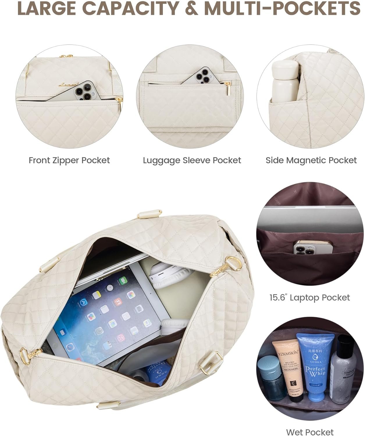 Private Label Travel Duffle Bag for Women Weekender Overnight Carry On Gym Duffel with Shoe Compartment Toiletry Bag Wet Pocket Custom Logo Hospital Labor Delivery Bag Manufacturer 3 Pcs Set