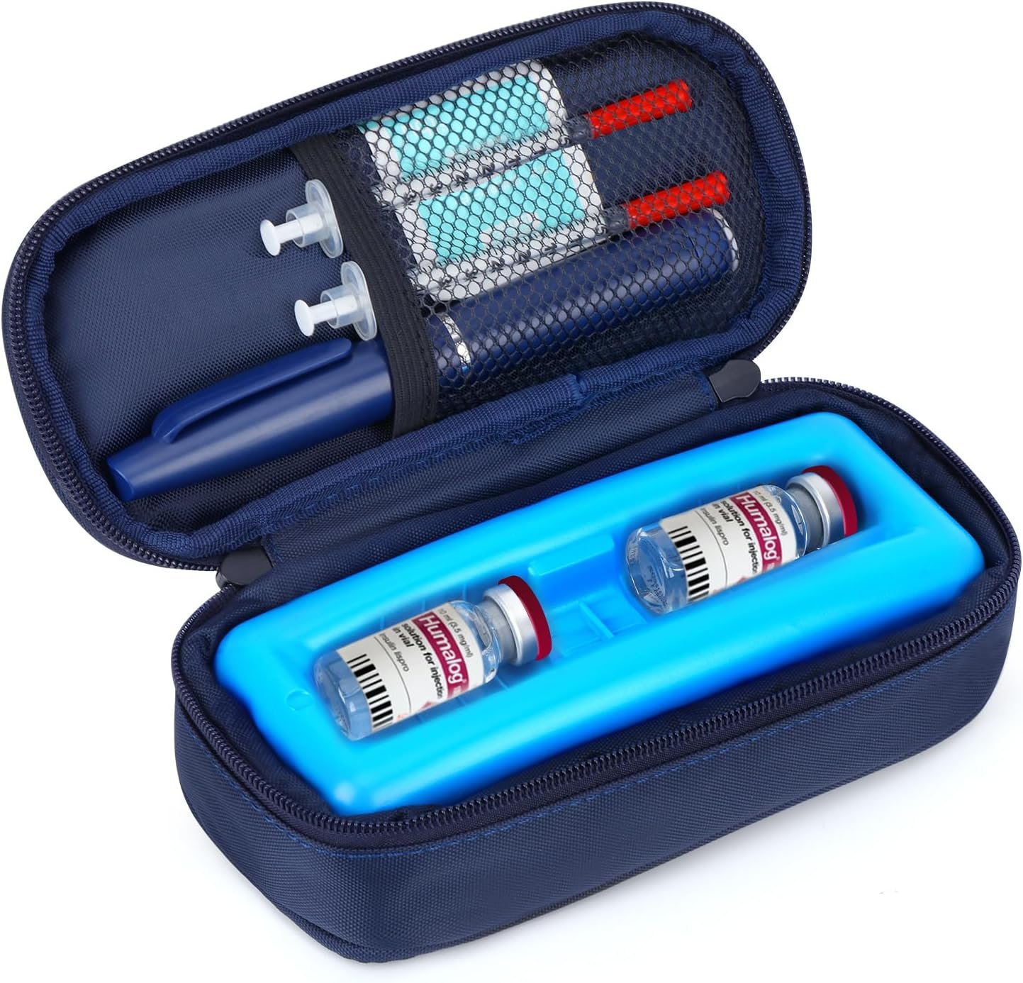 Private Label Insulin Vials Cooler Travel Case TSA Approved Diabetic Medication Vial Cooling Bag with Protective Ice Brick Custom Logo Refrigerated Diabetes Supplies Organizer Factory Small Bottle Carrying Storage