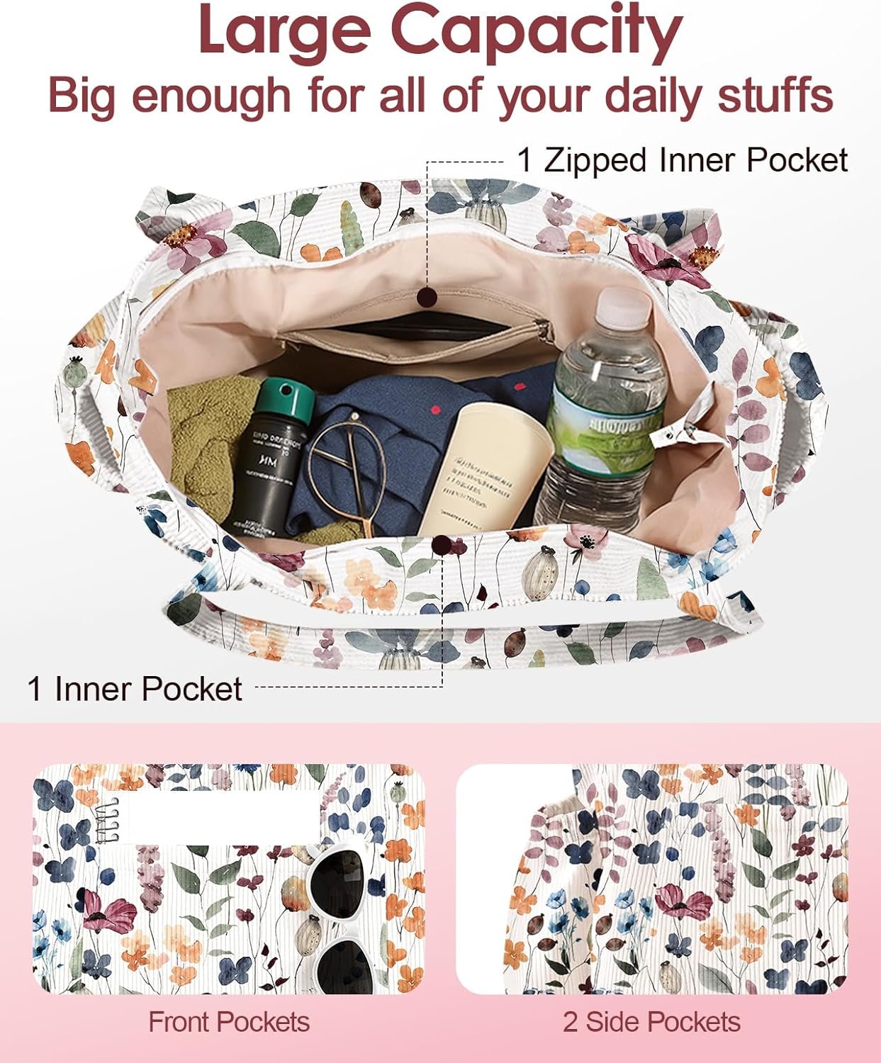 Private Label Large Corduroy Tote Bag for Women Custom Logo Cute Shoulder Reusable Canvas with Zipper Multi-Pocket for School Factory Private Label Large Corduroy Tote Bag for Women Custom Logo Cute Shoulder Reusable Canvas with Zipper Multi-Pocket for School Factory