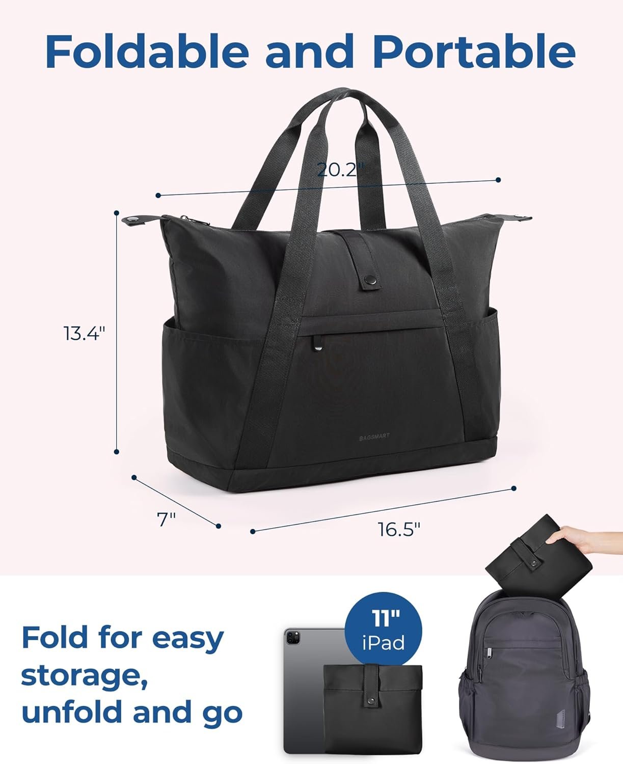 Private Label 23L Personal Item Travel Bag for Spirit Airlines Lightweight Foldable Duffle Gym Weekender Overnight Bag for Women Custom Logo Factory