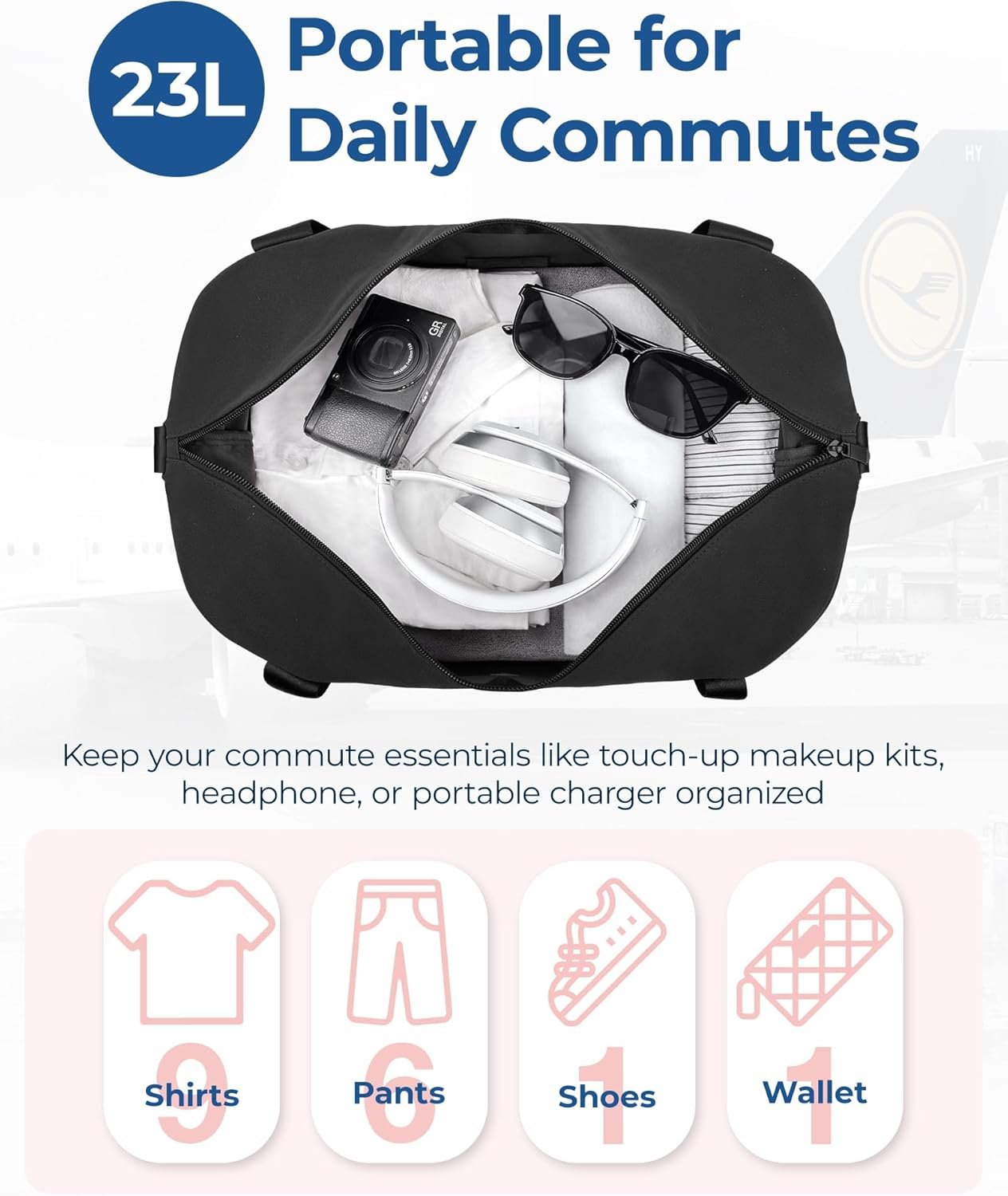 Private Label 23L Personal Item Travel Bag for Spirit Airlines Lightweight Foldable Duffle Gym Weekender Overnight Bag for Women Custom Logo Factory