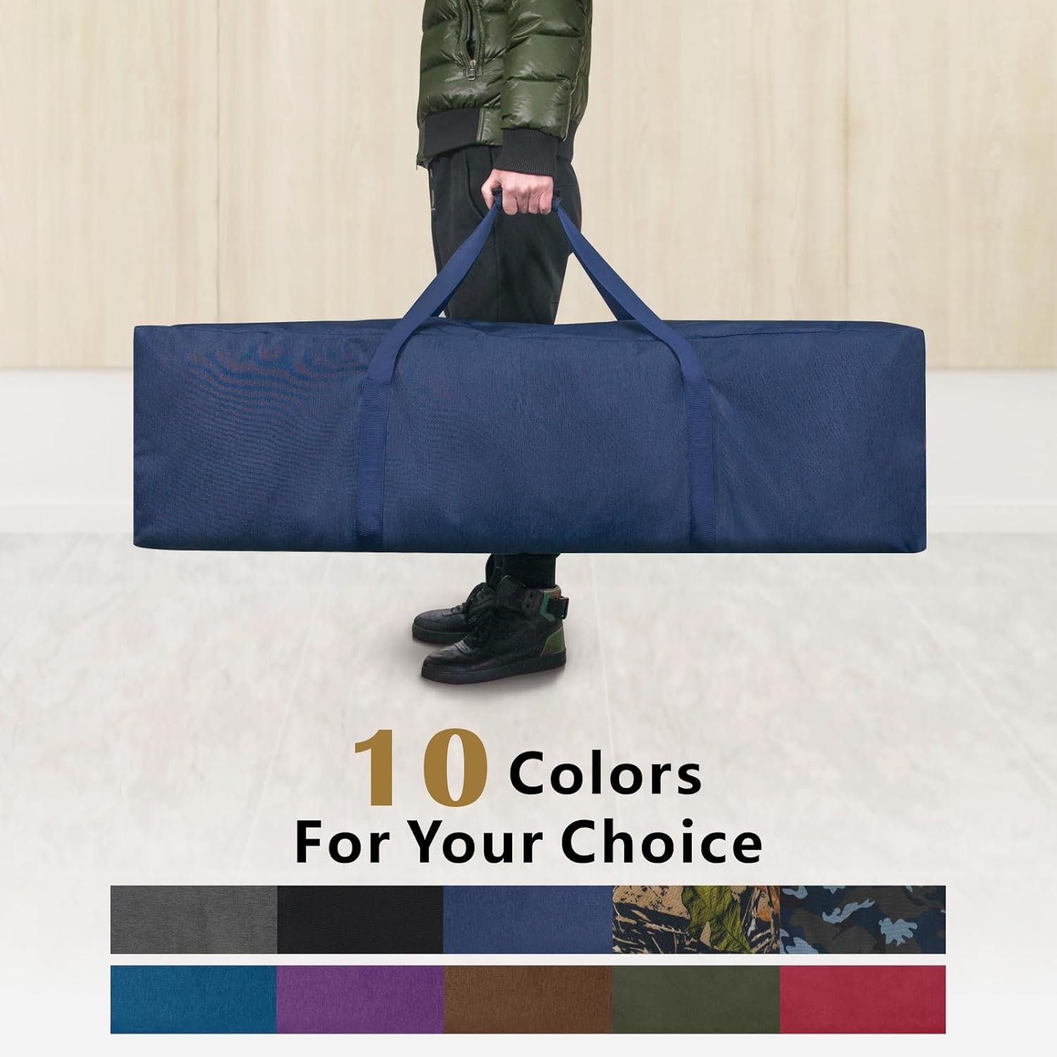 Custom Logo 46 Inch Extra Large Zippered Duffel Bag Private Label for Travel Camping Sports Equipment Storage Waterproof Foldable with Padded Handles Black from Manufacturer