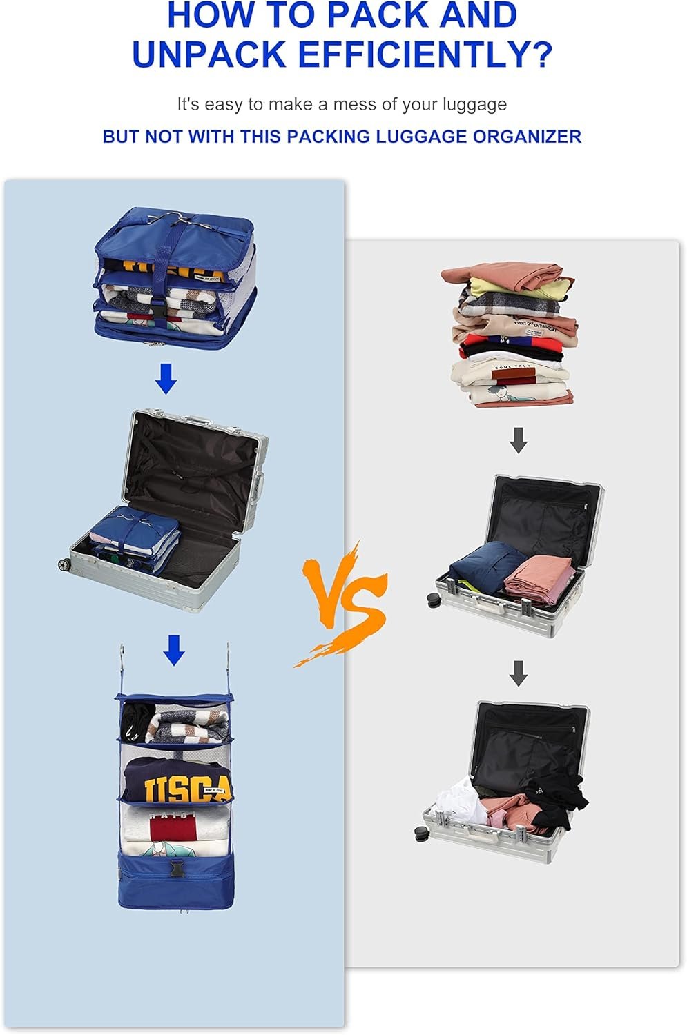 Custom Logo Hanging Packing Cubes Portable Closet Shelves Private Label Travel Collapsible Compression Garment Organizer for Carry-on Luggage Suitcase with Breathable Perforated Material Large 11.8 x 11.8 x 24 in Pink Factory