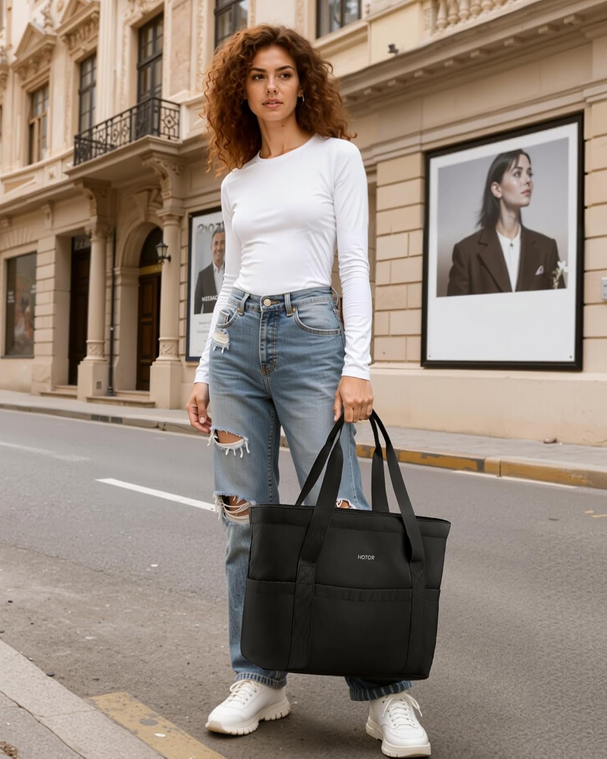 Custom Logo Foldable Lightweight Tote Bags for Women with Zipper Private Label Large Shoulder Top Handle Handbag Manufacturer for Travel Work