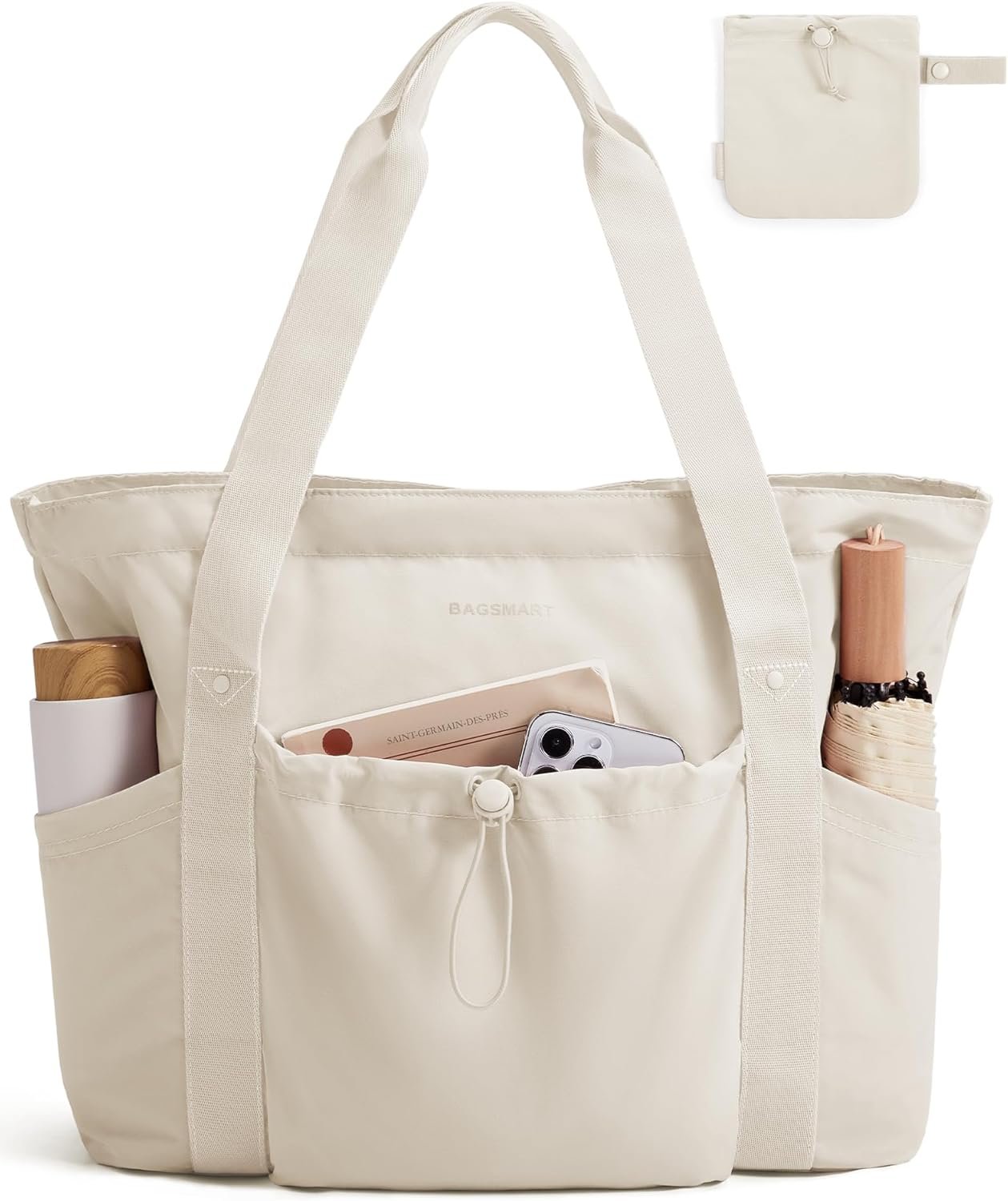 Custom Logo Foldable Tote Bag with Drawstring Private Label Large Shoulder Top Handle Bag for Travel Work Beach Gym Manufacturer