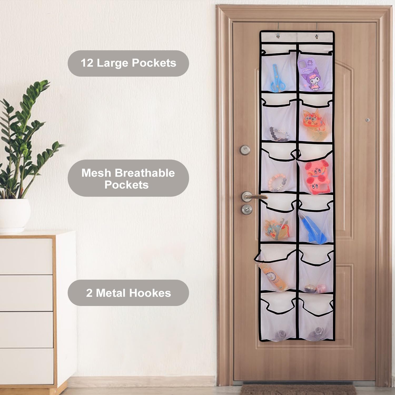 Private Label 12 Large Pockets Custom Logo Over Door Hanging Shoe Organizer Factory White