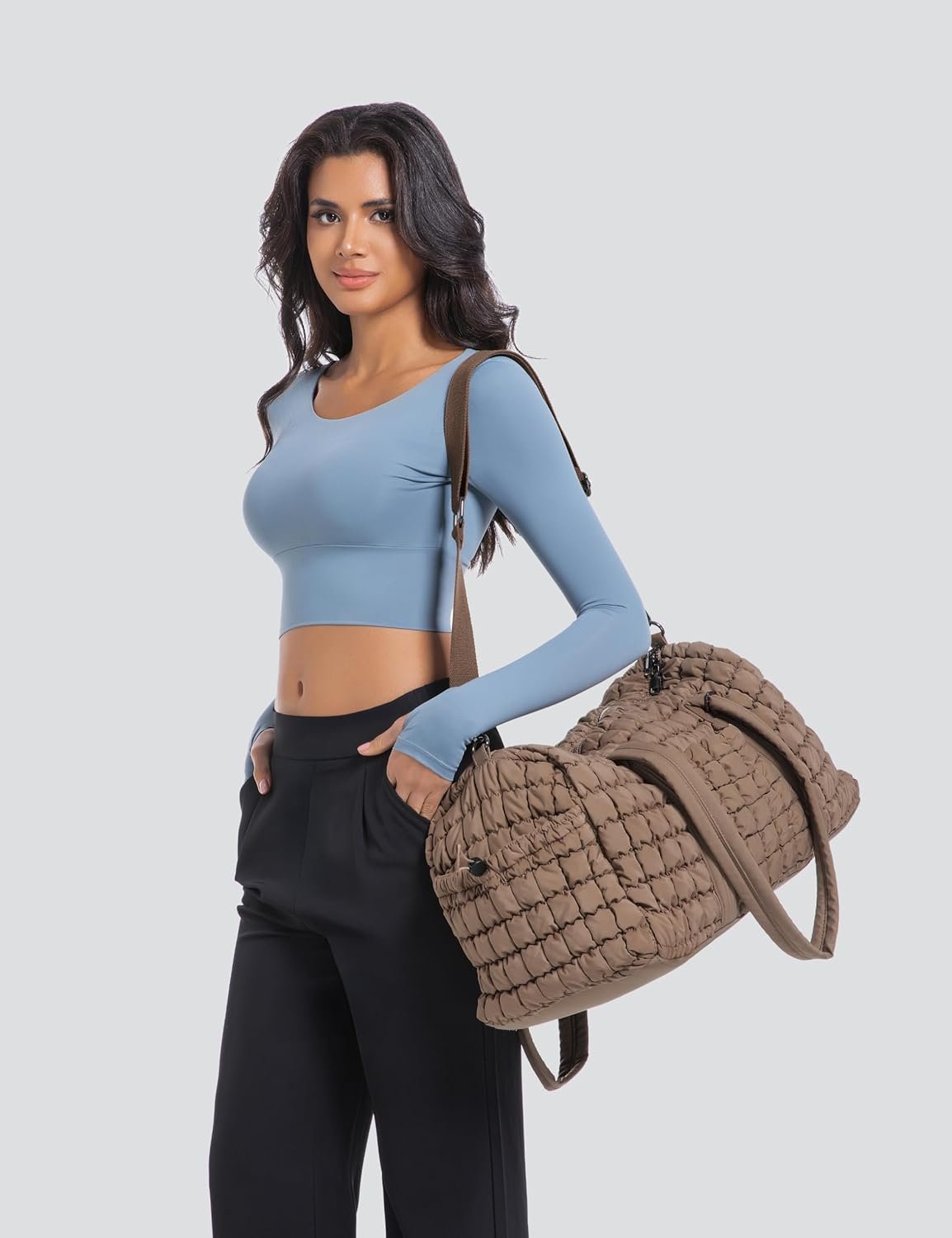 Custom Logo Quilted Travel Duffle Bag for Women Medium Weekender Puffer Overnight Bag Private Label Large Soft Puffy Duffel Carry-On Gym Lightweight Personal Item Travel Bag Manufacturer Custom Logo Quilted Travel Duffle Bag for Women Medium Weekender Puffer Overnight Bag Private Label Large Soft Puffy Duffel Carry-On Gym Lightweight Personal Item Travel Bag Manufacturer