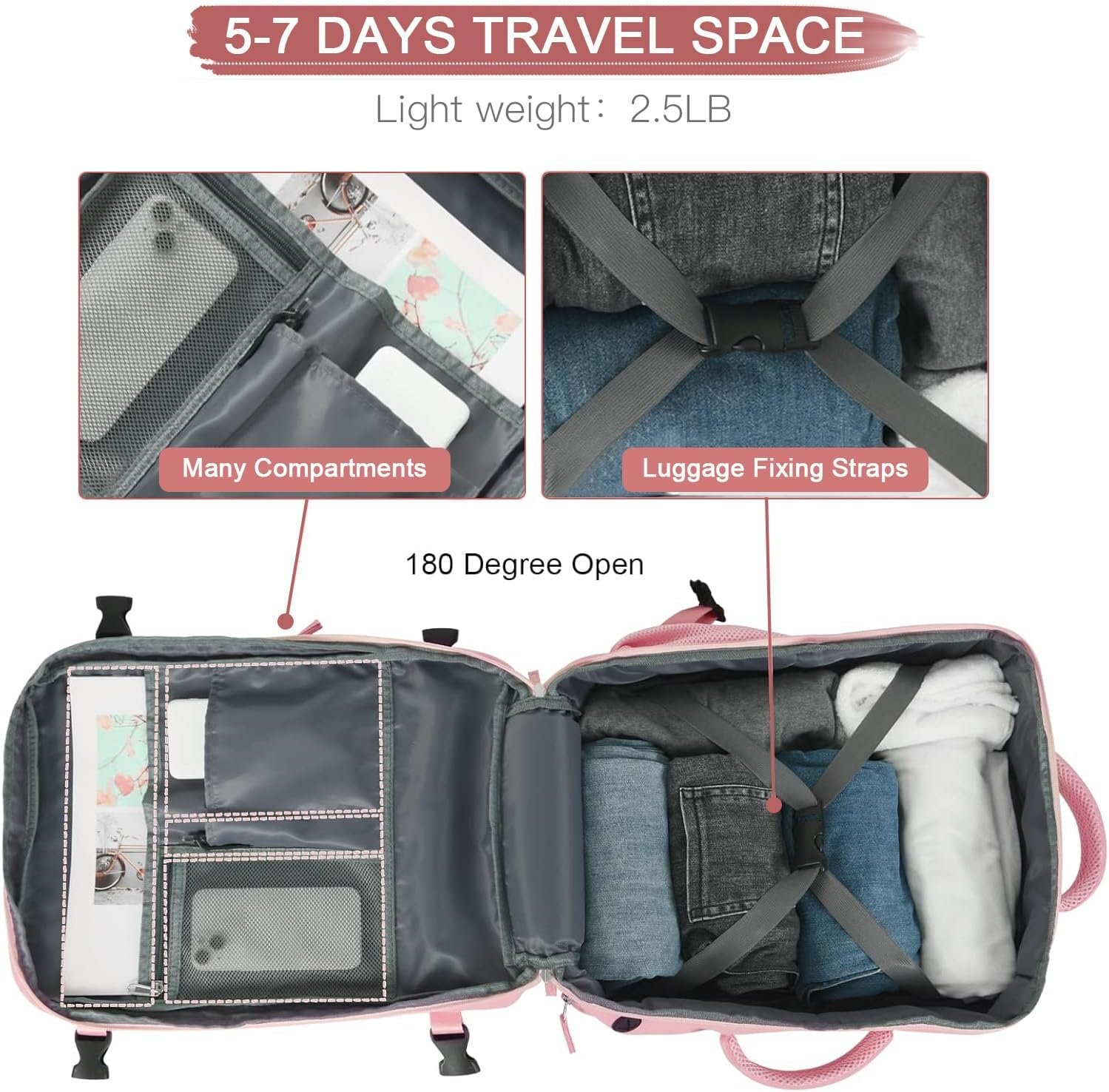 Custom Logo Carry On Travel Backpack for Women Large 40L Personal Item Luggage Private Label 17 Inch Laptop Backpack TSA Flight Approved Casual Daypack Manufacturer with 2 Toiletry Bags Pink Custom Logo Carry On Travel Backpack for Women Large 40L Personal Item Luggage Private Label 17 Inch Laptop Backpack TSA Flight Approved Casual Daypack Manufacturer with 2 Toiletry Bags Pink