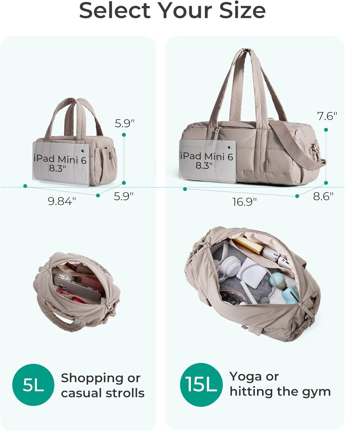 Custom Logo Reiki Gym Bag for Women Mini/Medium Crossbody 5L Dance Bag with Detachable Strap 15L Yoga Mat Bag Wet & Dry Pocket Private Label from Factory Jet Black