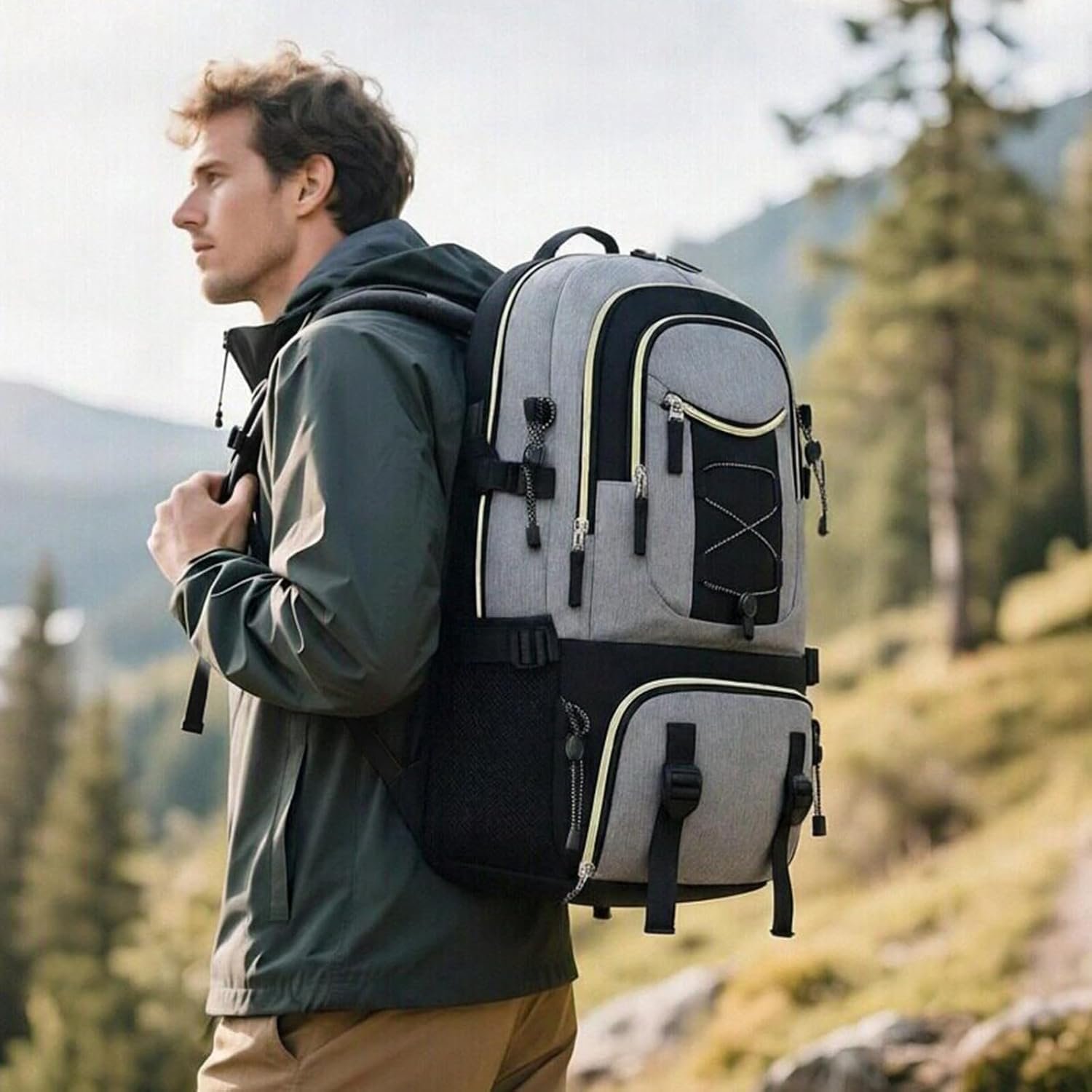 Private Label 16 Inch Airline Approved Carry On Travel Backpack for Women and Men with USB Charging Port and Custom Logo Lightweight Casual Daypack for Hiking Business College Black with Grey by Manufacturer