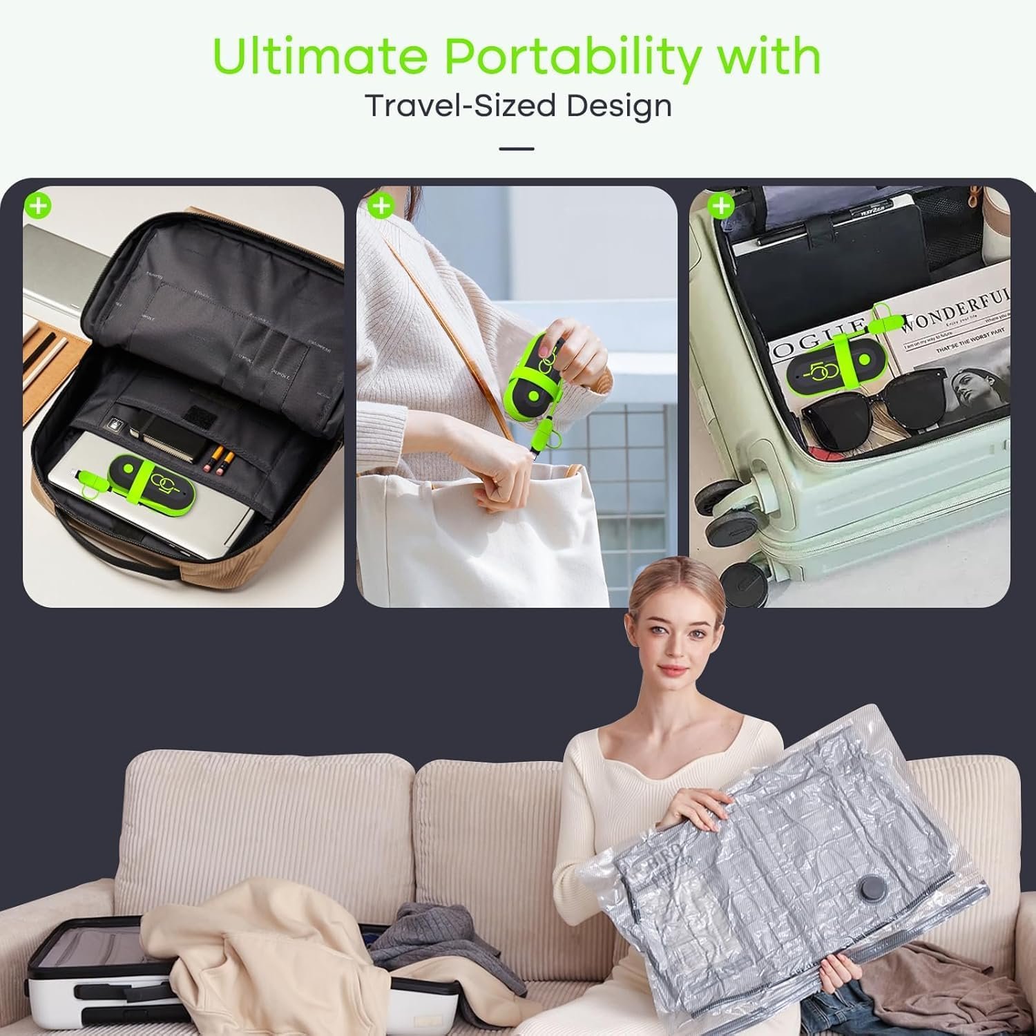 Custom Logo Vacuum Bags with USB Electric Pump for Travel 15 Pack Carry-on Size Private Label Compression Packing for Luggage Suitcase Factory Space Saver for Clothes