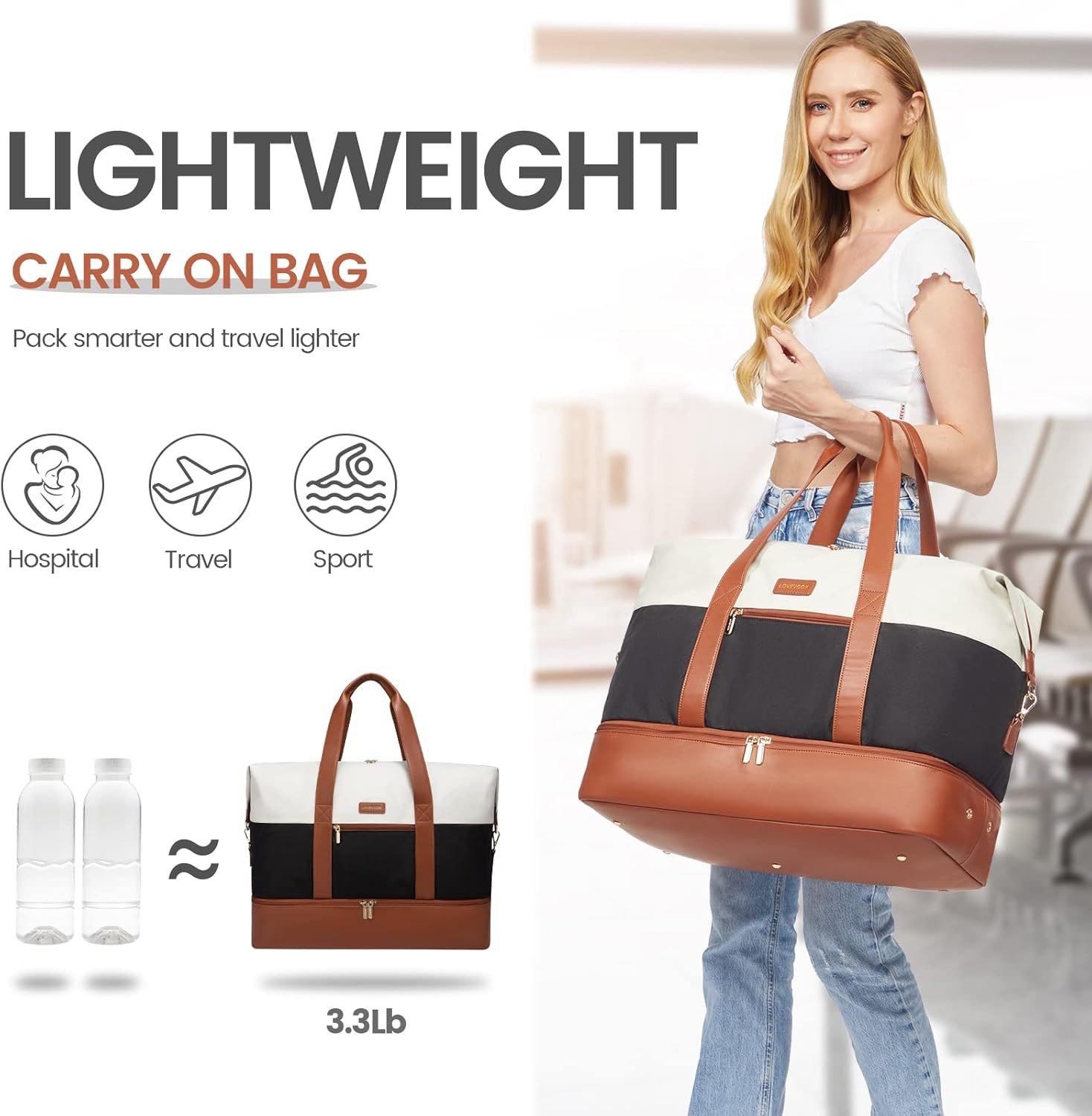 Private Label Weekender Bag Large Travel Duffel for Women with 2 Packing Cubes Shoe Compartment Custom Logo Carry On Overnight Mom Hospital Bag for Labor and Delivery Manufacturer