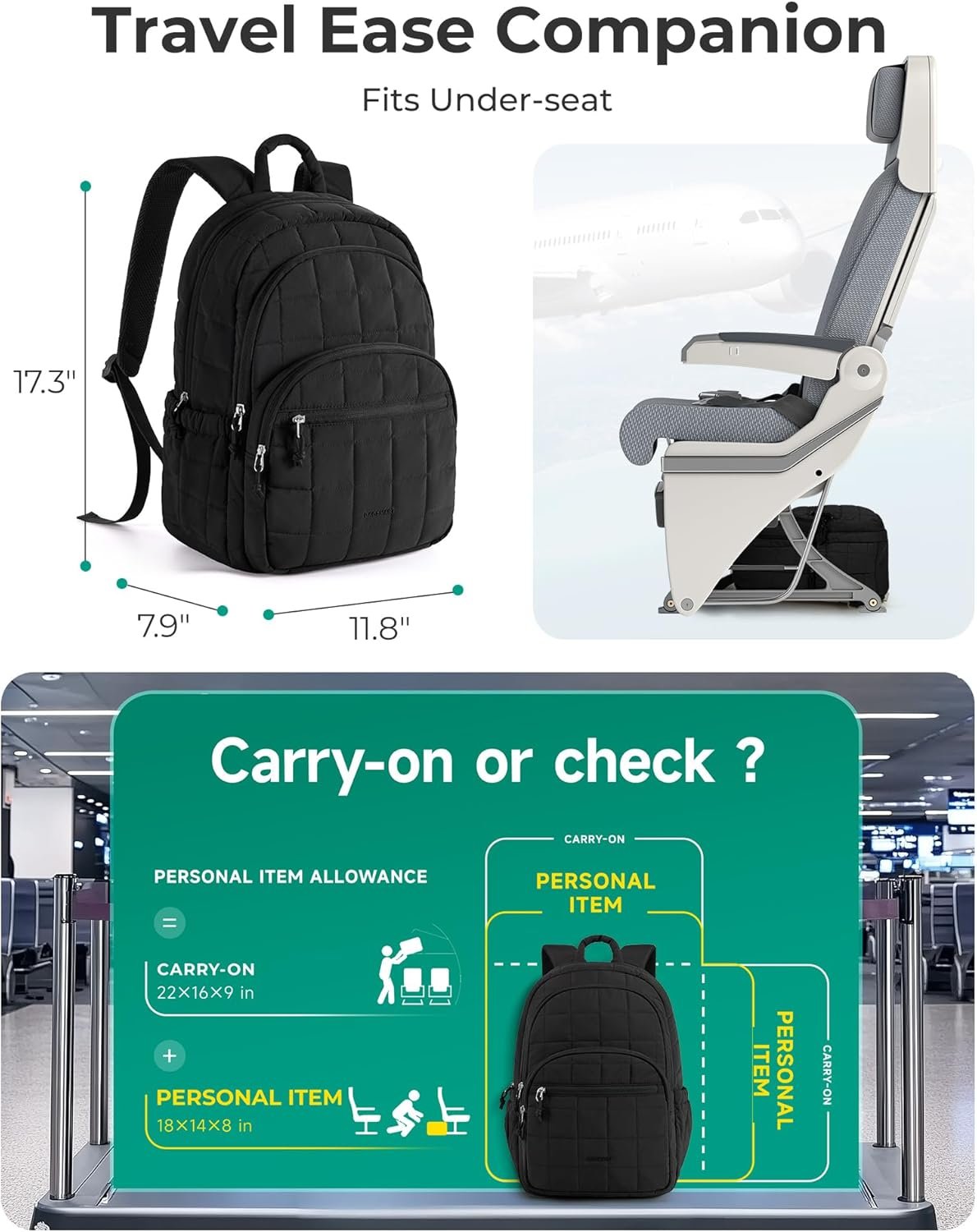 Private Label College Laptop Backpack, Custom Logo Travel Backpack for Women, Quilted Water-Resistant Daypack Bookbag for 15.6 Inch Laptop Manufacturer, Black Private Label College Laptop Backpack, Custom Logo Travel Backpack for Women, Quilted Water-Resistant Daypack Bookbag for 15.6 Inch Laptop Manufacturer, Black