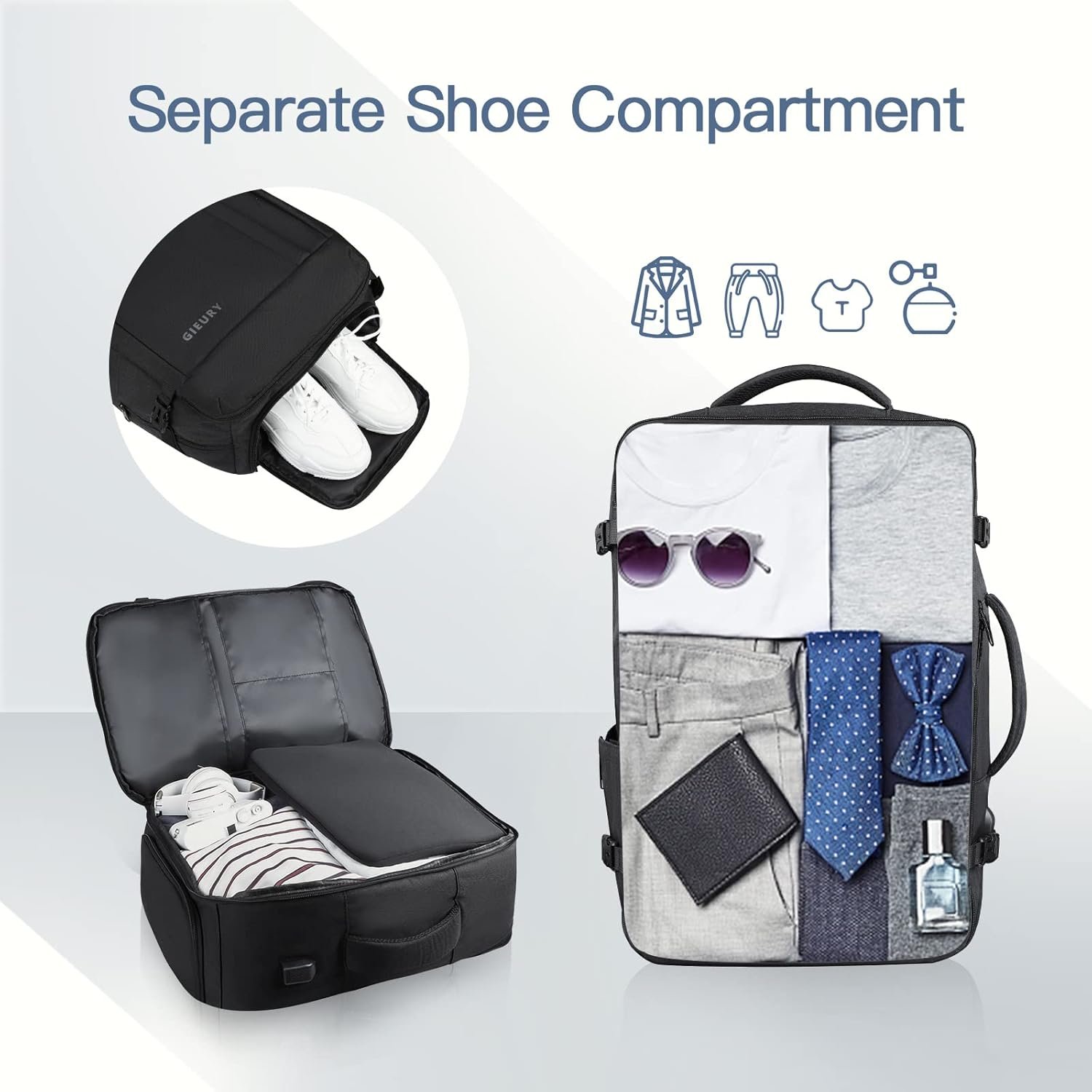 Private Label 50L Carry On Backpack TSA Flight Approved Laptop Travel Bag for Men and Women Custom Logo Large Expandable 40L Daypack Lightweight Business Weekender Manufacturer Black Private Label 50L Carry On Backpack TSA Flight Approved Laptop Travel Bag for Men and Women Custom Logo Large Expandable 40L Daypack Lightweight Business Weekender Manufacturer Black