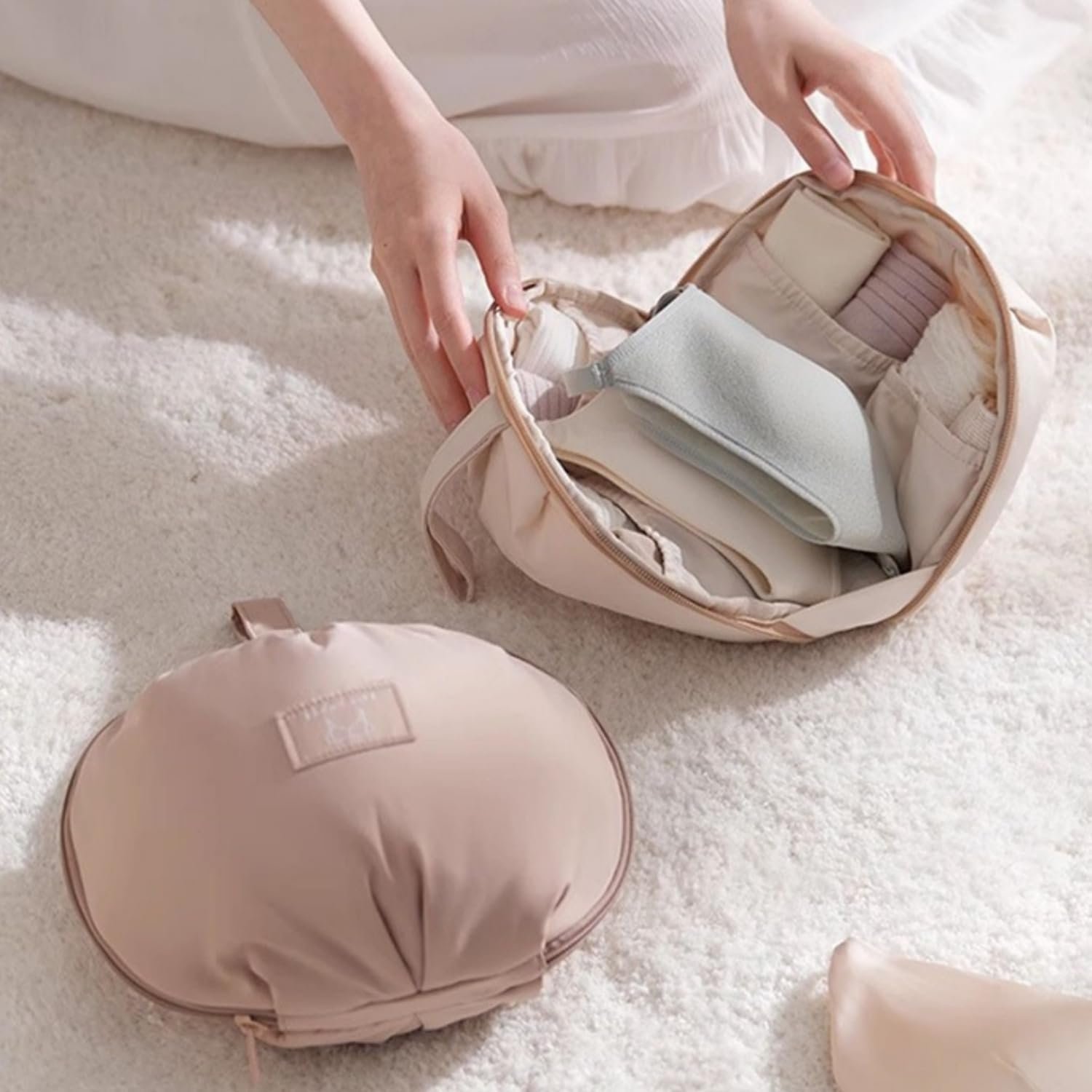 Private Label Travel Underwear Organizer Bag Factory Multi-Layer Separated Pockets Lightweight Hanging Custom Logo Suitcase Pouch for Bras Panties Socks Pink Private Label Travel Underwear Organizer Bag Factory Multi-Layer Separated Pockets Lightweight Hanging Custom Logo Suitcase Pouch for Bras Panties Socks Pink