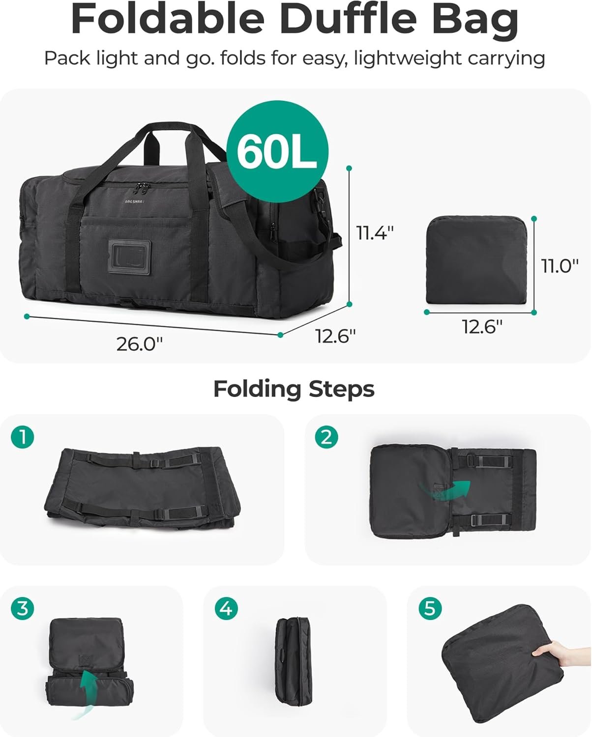 Private Label 60L Foldable Duffel Bag for Travel Custom Logo Large 4-in-1 Carry-On Weekender Backpack for Men Manufacturer Gray