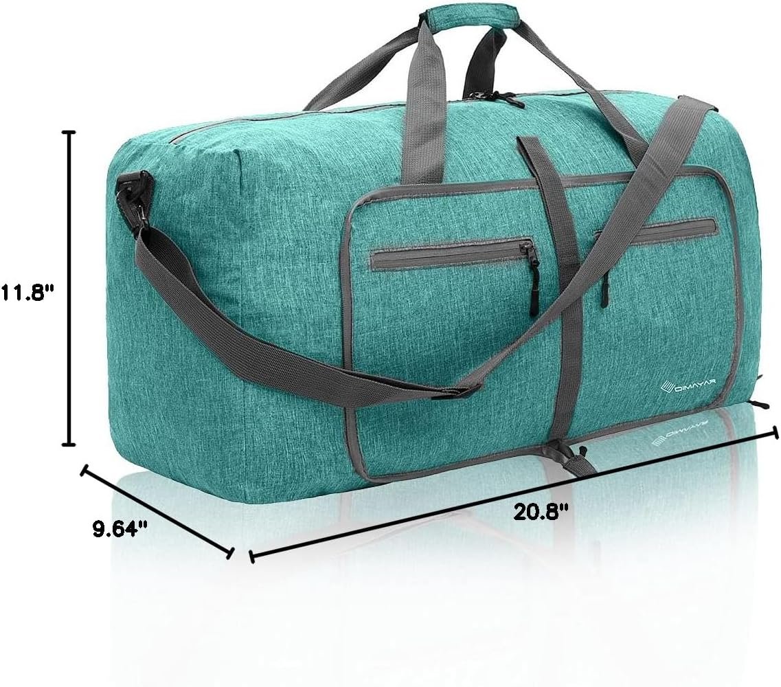 Custom Logo 40L Travel Duffel Bag - Private Label Foldable with Shoes Compartment for Men & Women Waterproof & Tear Resistant - Overnight Bag Mint Green Factory