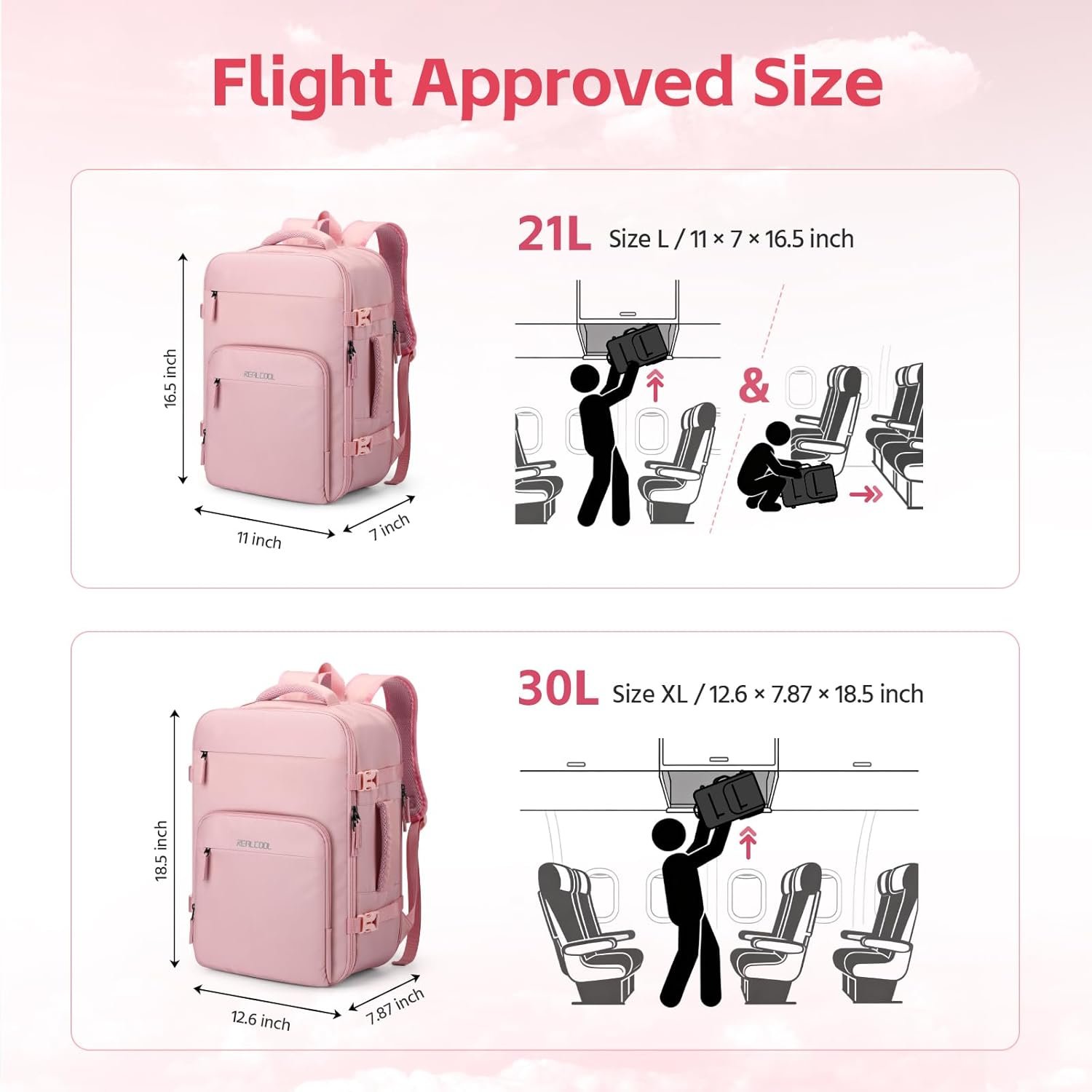 Factory Direct Travel Backpack for Women & Men - Private Label 15.6 Inch Laptop Carry On TSA Flight Approved - Custom Logo Gift for Travelers Students Professionals College School Business Weekender Daypack - Pink