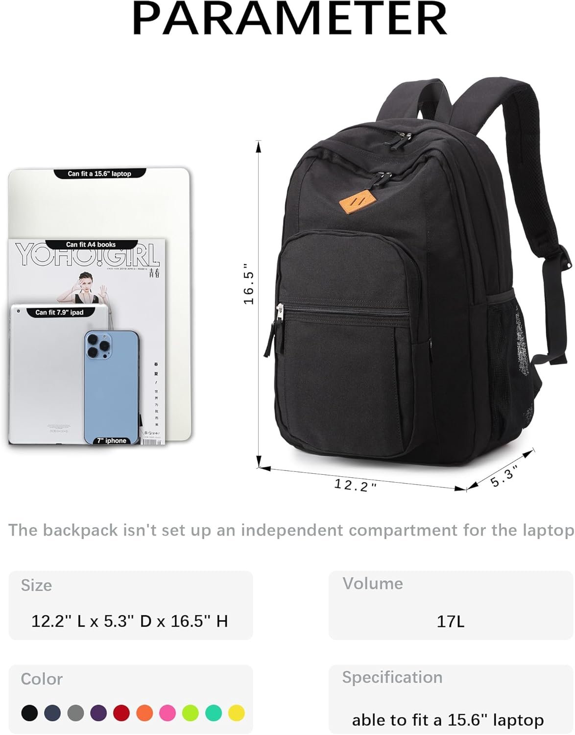 Custom Logo Classical Basic Water Resistant Travel Backpack Private Label for School Bookbag Factory