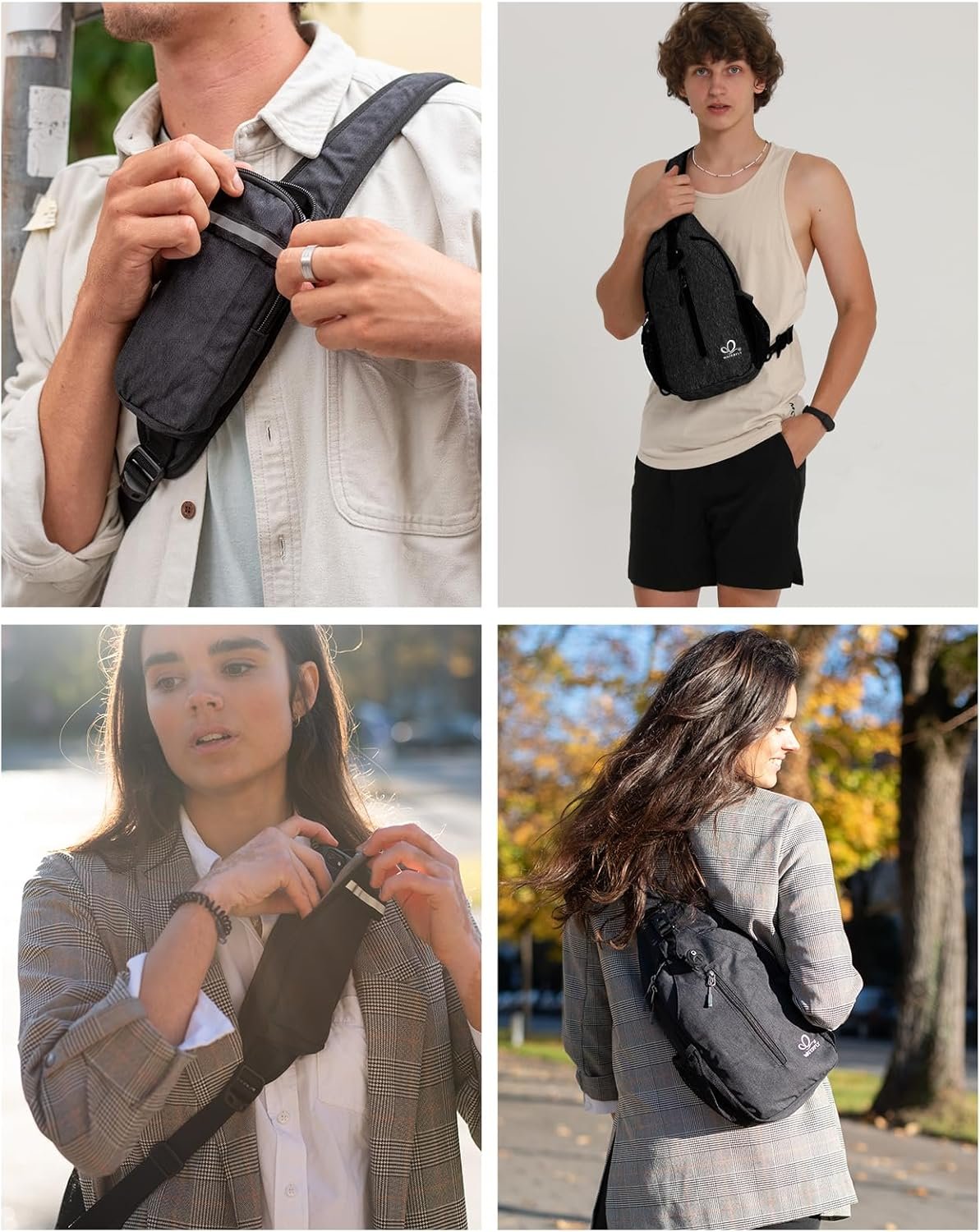 Manufacturer Crossbody Sling Backpack Custom Logo Travel Hiking Chest Bag Private Label Daypack (Black)