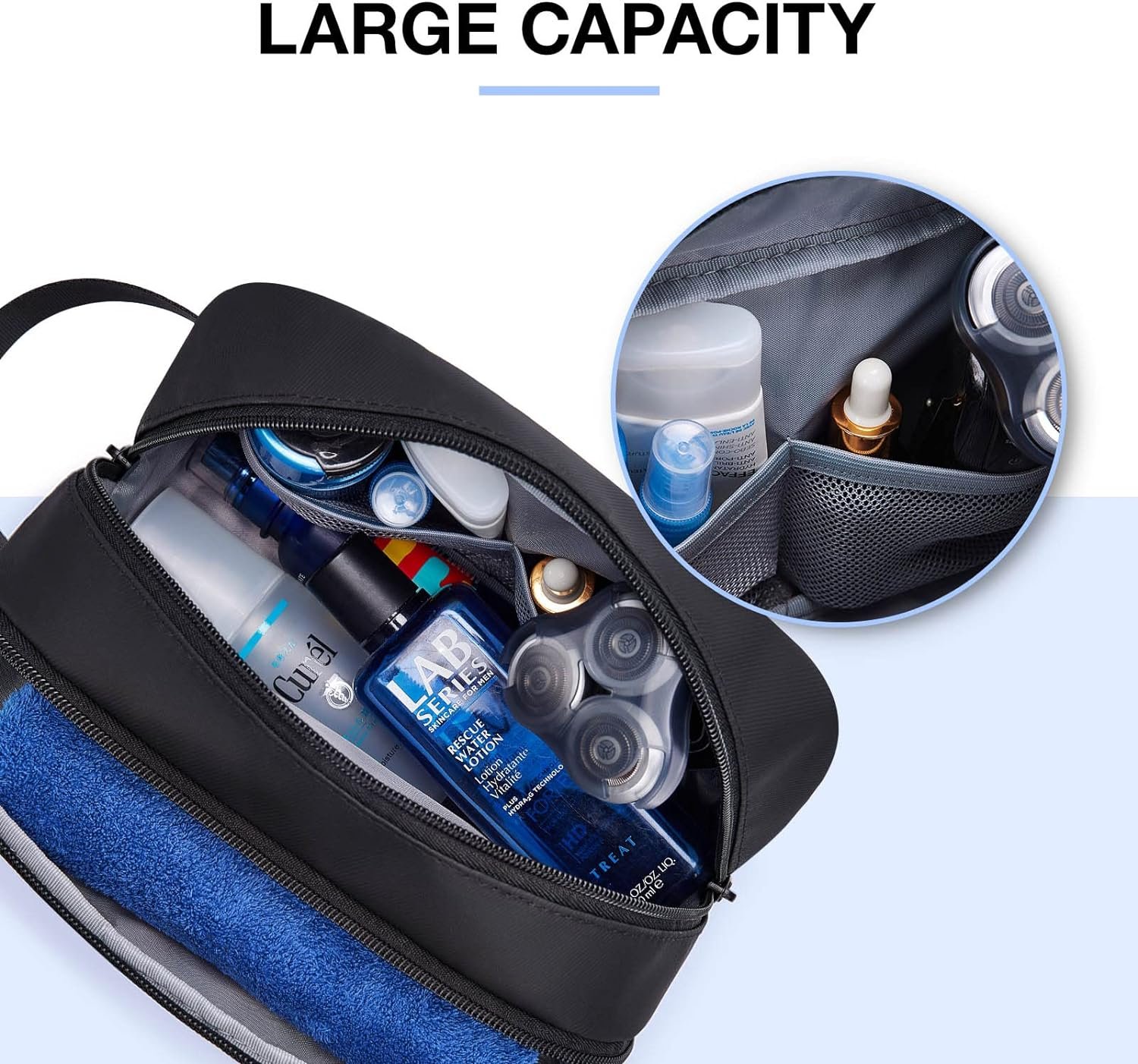 Private Label Travel Toiletry Bag for Men Water Resistant Dopp Kit Shaving Bag Custom Logo Black-Medium Manufacturer