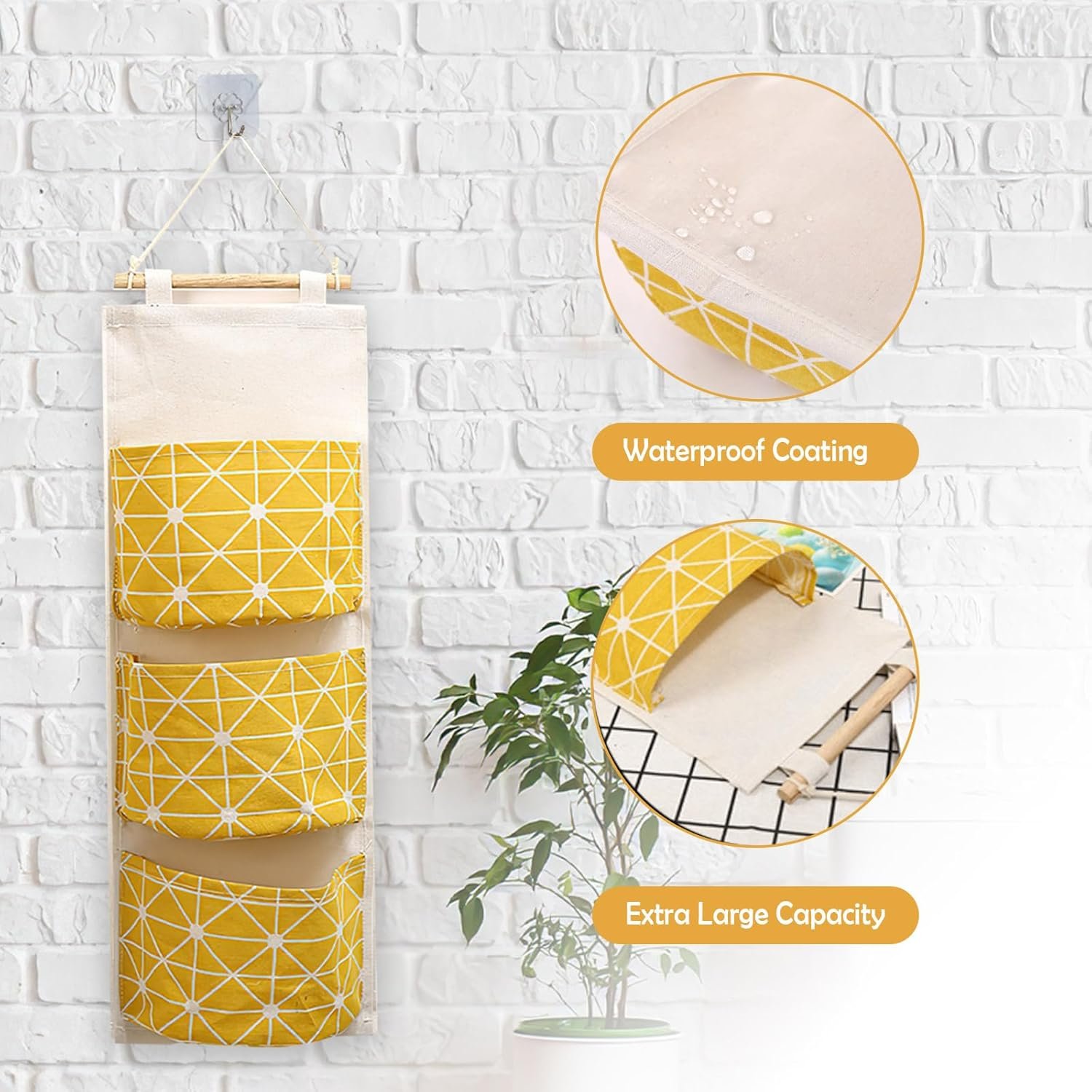 Private Label 3-Pack Wall Hanging Storage Bags Over-the-Door Organizers with Custom Logo 3 Large Pockets (6.3