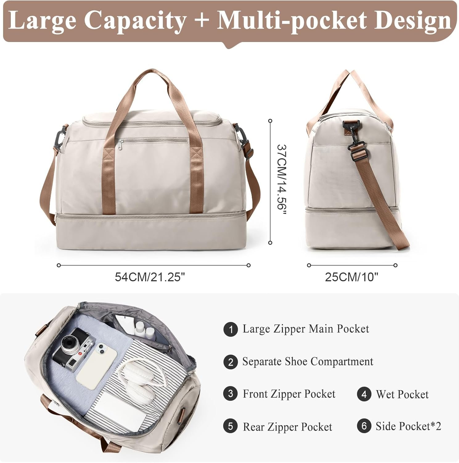 Custom Logo Extra Large Travel Duffle Bag Manufacturer Carry On Overnight Weekend Bag with Shoes Compartment Weekender for Women Travel Business Trips Sports Hospital Private Label