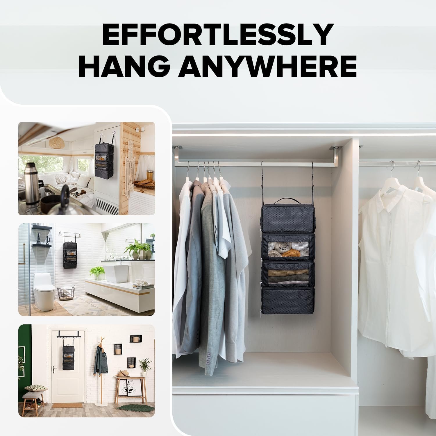 Custom Logo Suitcase Organizer Hanging Shelves Packing Cubes Private Label Collapsible Travel Luggage Portable Carry-on Manufacturer