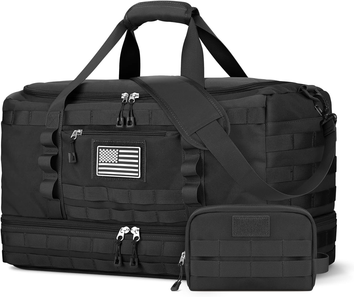 Custom Logo Gym Bag for Men Women 22x14x9 Airline Approved Carry On Luggage Tactical Travel Duffle with Toiletry Bag Shoe Compartment Wet Pocket Weekender Private Label Manufacturer Black