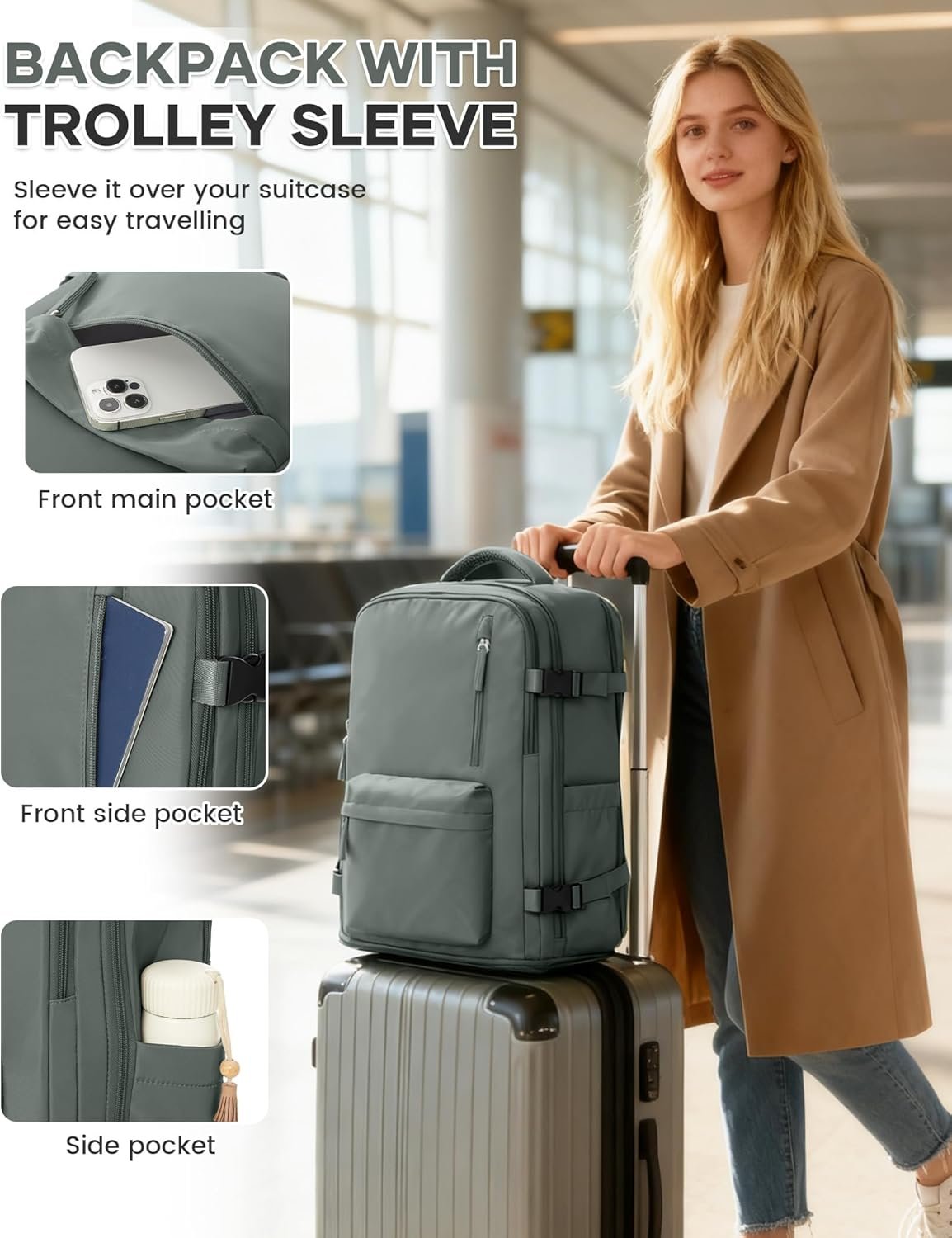 Custom Logo Large Carry-On Flight Approved Travel Laptop Business Backpack Private Label for Women Men Mochila de Viaje Factory