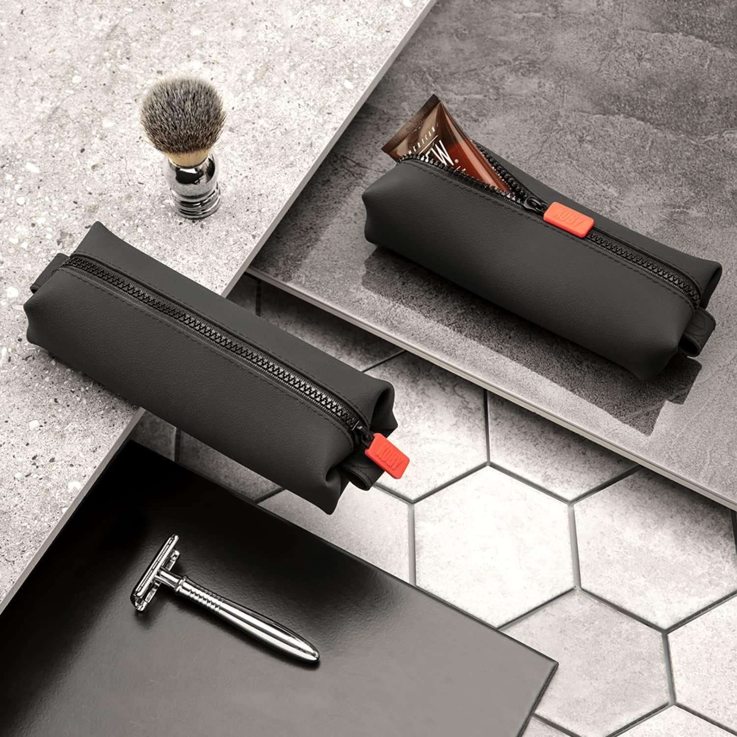 Factory Silicone Toiletry Organizer Mini Kit - Bathroom Travel Bag Custom Logo Heavy-Duty Zipper Leak Resistance Easy to Clean - Private Label Charcoal