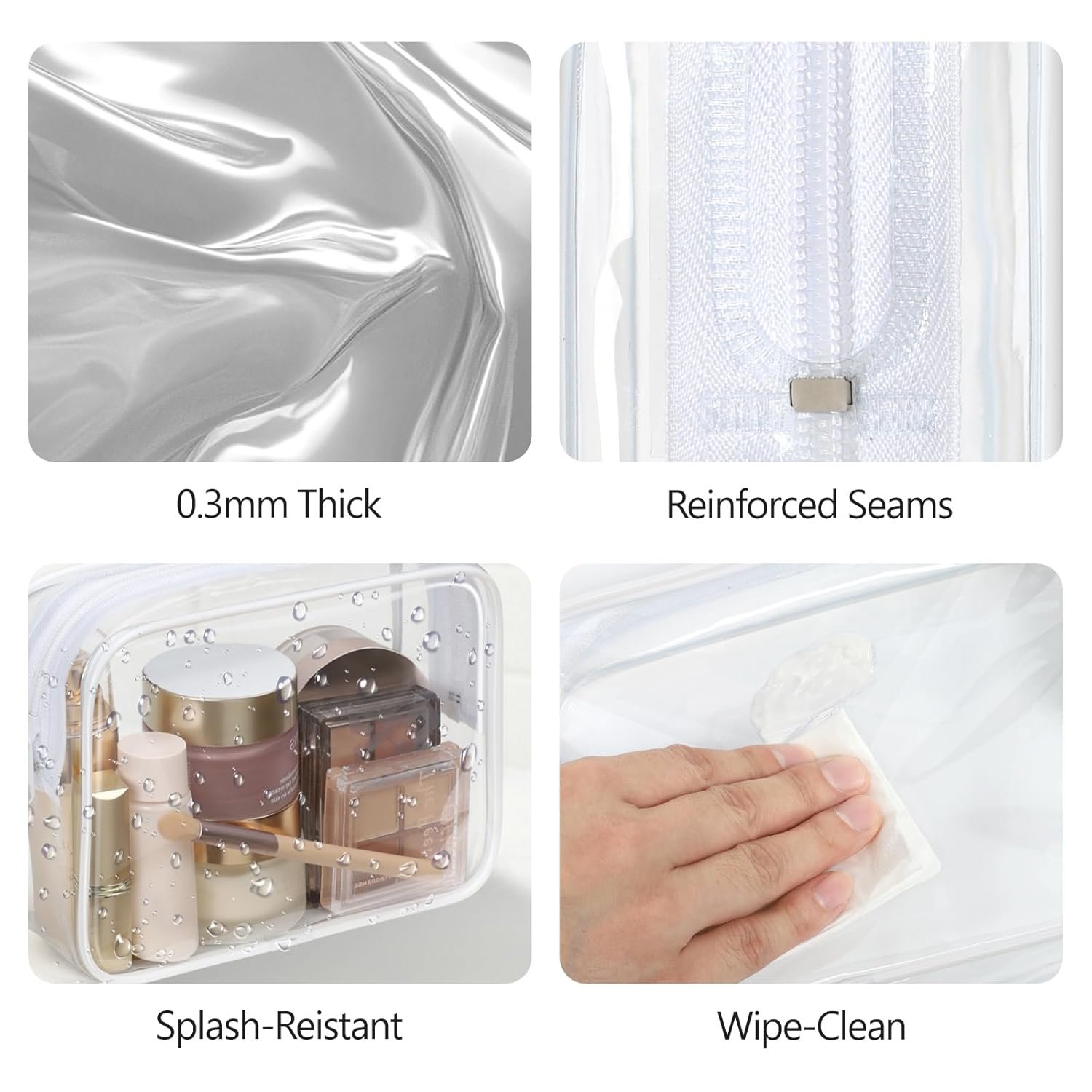 Private Label TSA Approved Clear Toiletry Makeup Bag 3 Pack Medium Quart Size for 3-1-1 Liquids with Custom Logo Metal Smooth Zipper Unisex Travel Airport Airline Compliant Manufacturer White Private Label TSA Approved Clear Toiletry Makeup Bag 3 Pack Medium Quart Size for 3-1-1 Liquids with Custom Logo Metal Smooth Zipper Unisex Travel Airport Airline Compliant Manufacturer White