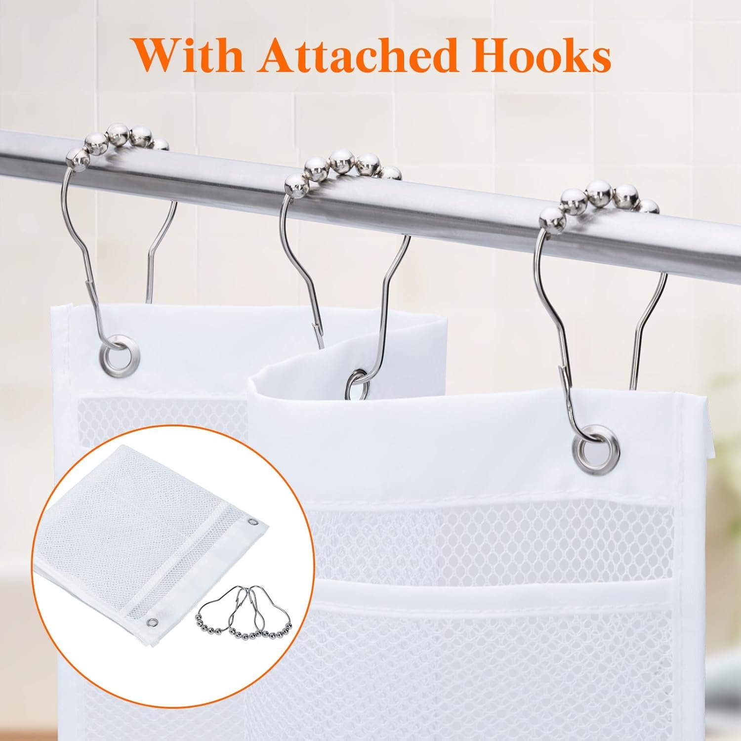 Private Label 7-Pocket Mesh Shower Caddy Hanging Organizer with Quick-Drying Mesh Custom Logo Portable Space-Saving Bathroom Storage for Soap Shampoo Cruise Essentials White 2-Pack by Manufacturer