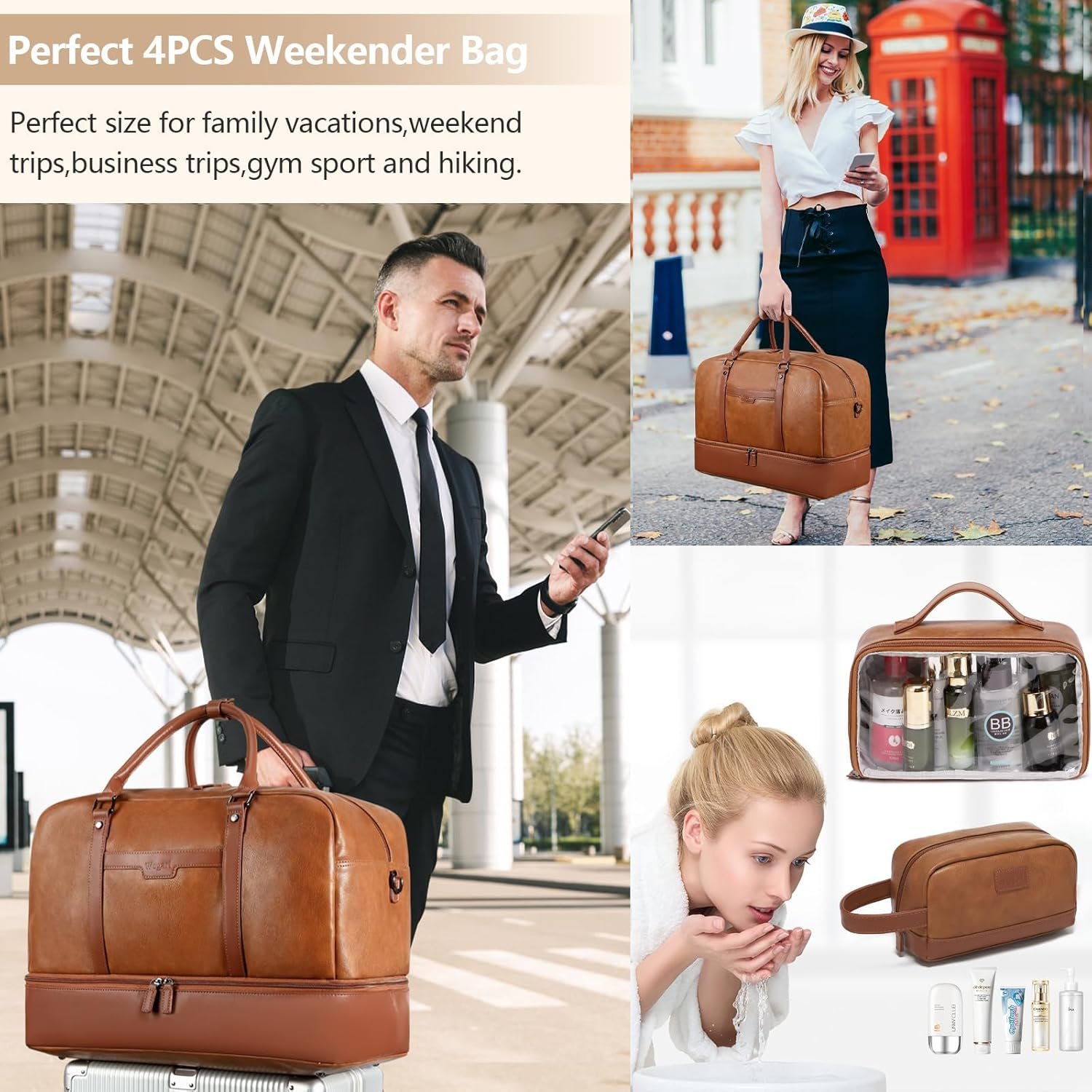 Private Label Weekender Bag for Women and Men Large Overnight Travel Duffel with Shoe Compartment and Custom Logo Toiletry Satchel Carry On Fits 21