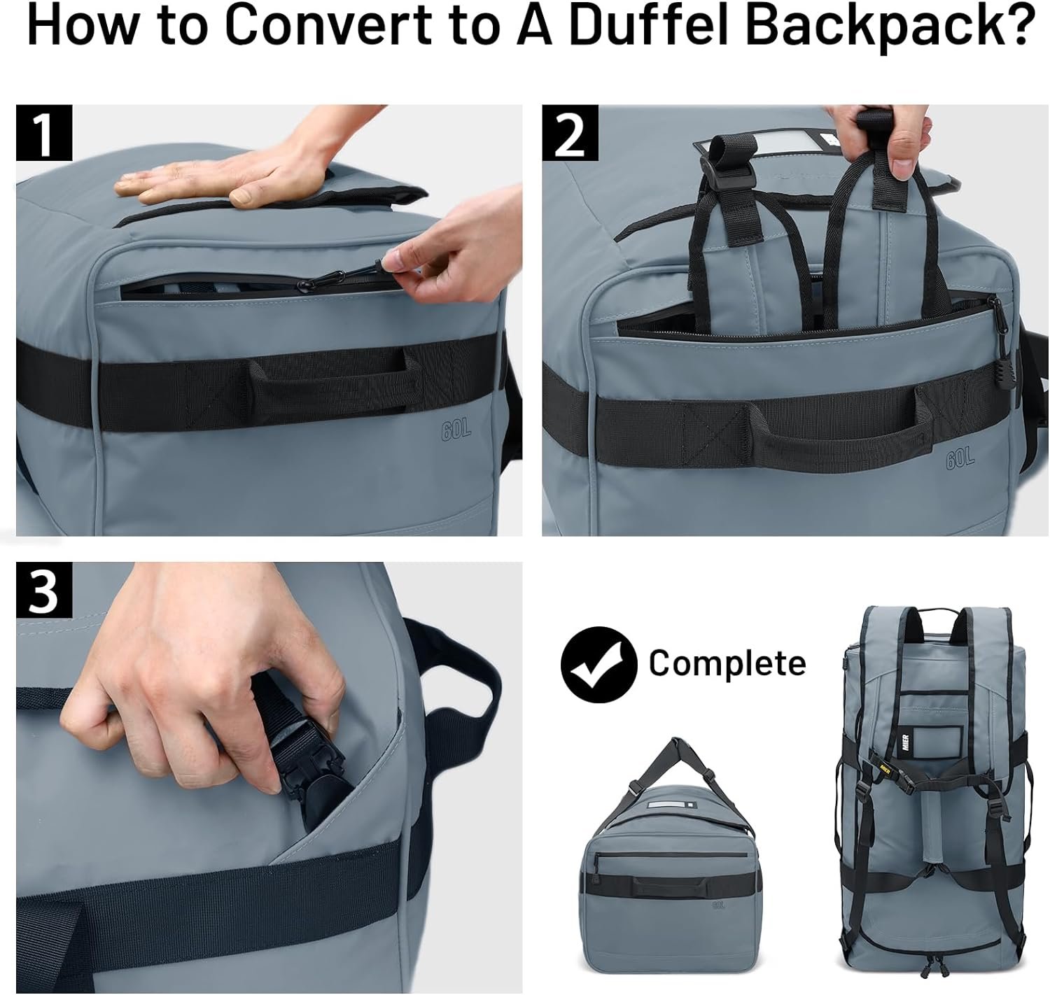 Private Label Water Resistant Backpack Duffle Heavy Duty Convertible Bag with Custom Logo Backpack Straps from Manufacturer for Gym Sports Travel