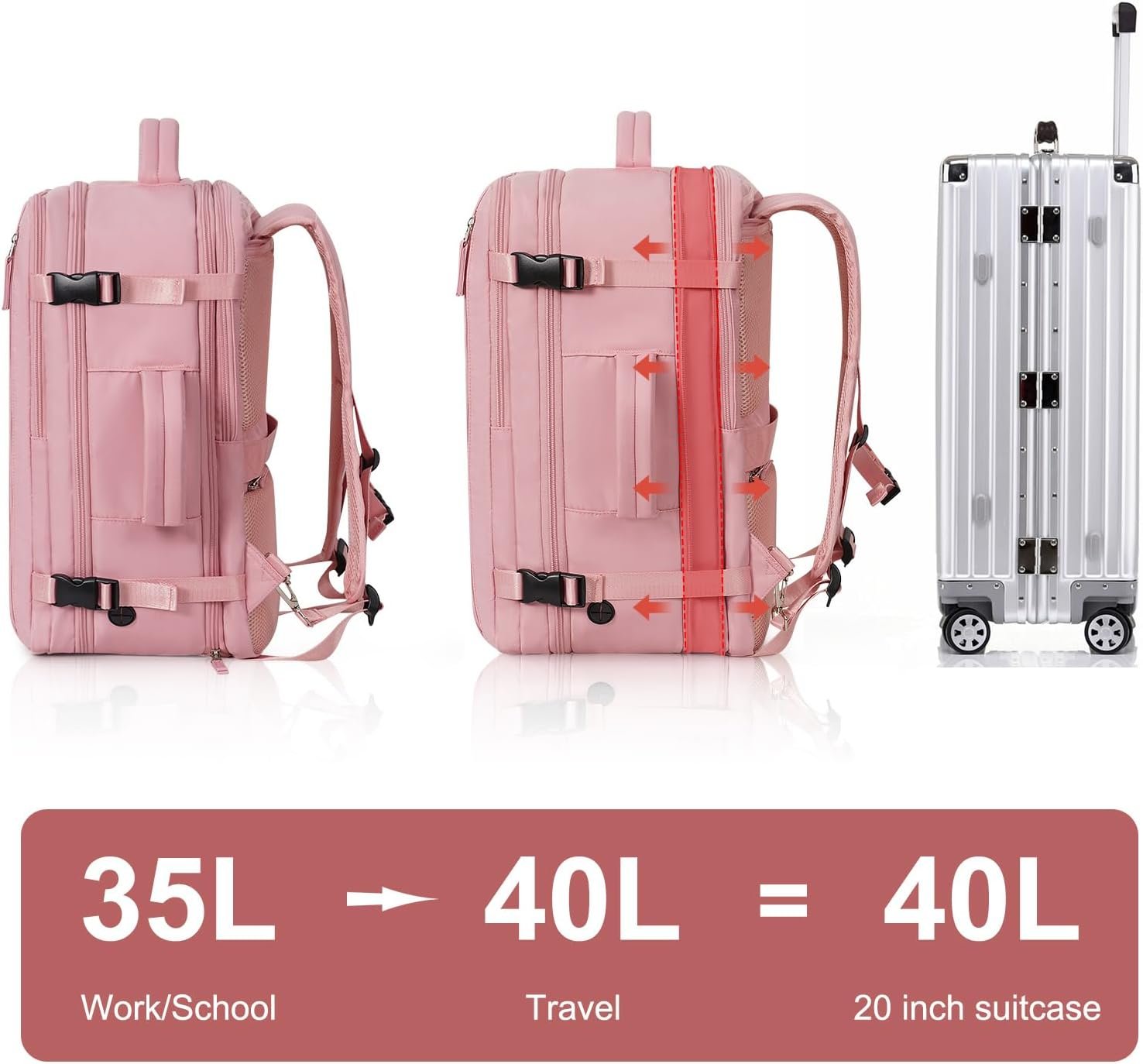 Custom Logo Carry On Travel Backpack for Women Large 40L Personal Item Luggage Private Label 17 Inch Laptop Backpack TSA Flight Approved Casual Daypack Manufacturer with 2 Toiletry Bags Pink Custom Logo Carry On Travel Backpack for Women Large 40L Personal Item Luggage Private Label 17 Inch Laptop Backpack TSA Flight Approved Casual Daypack Manufacturer with 2 Toiletry Bags Pink