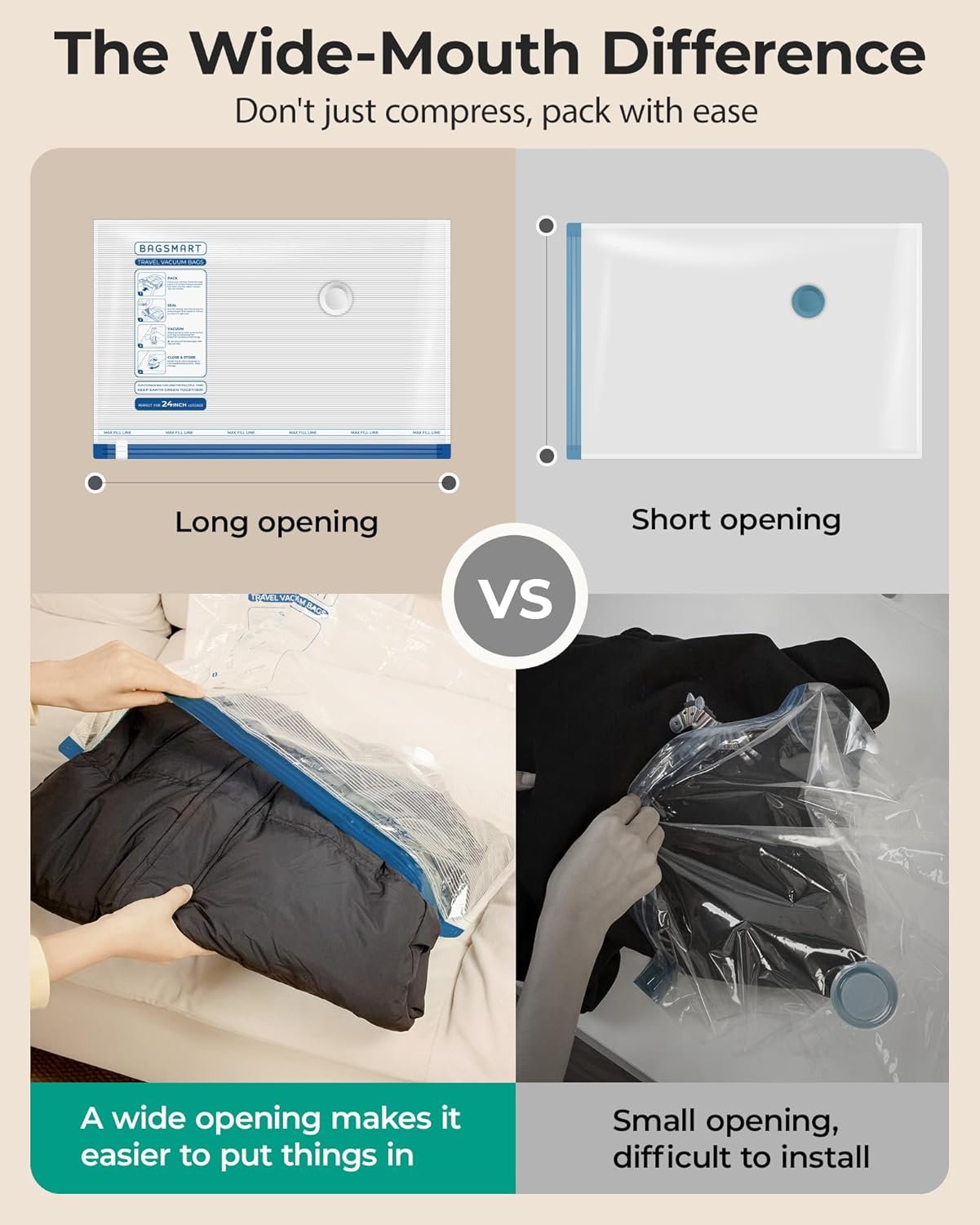 Private Label Vacuum Storage Bags with Rechargeable Air Pump, Custom Logo Portable Space Saver Bags for Travel & Home, Manufacturer Vacuum Compression Seal Bags for Clothing Blankets 18 Pack Multicolor